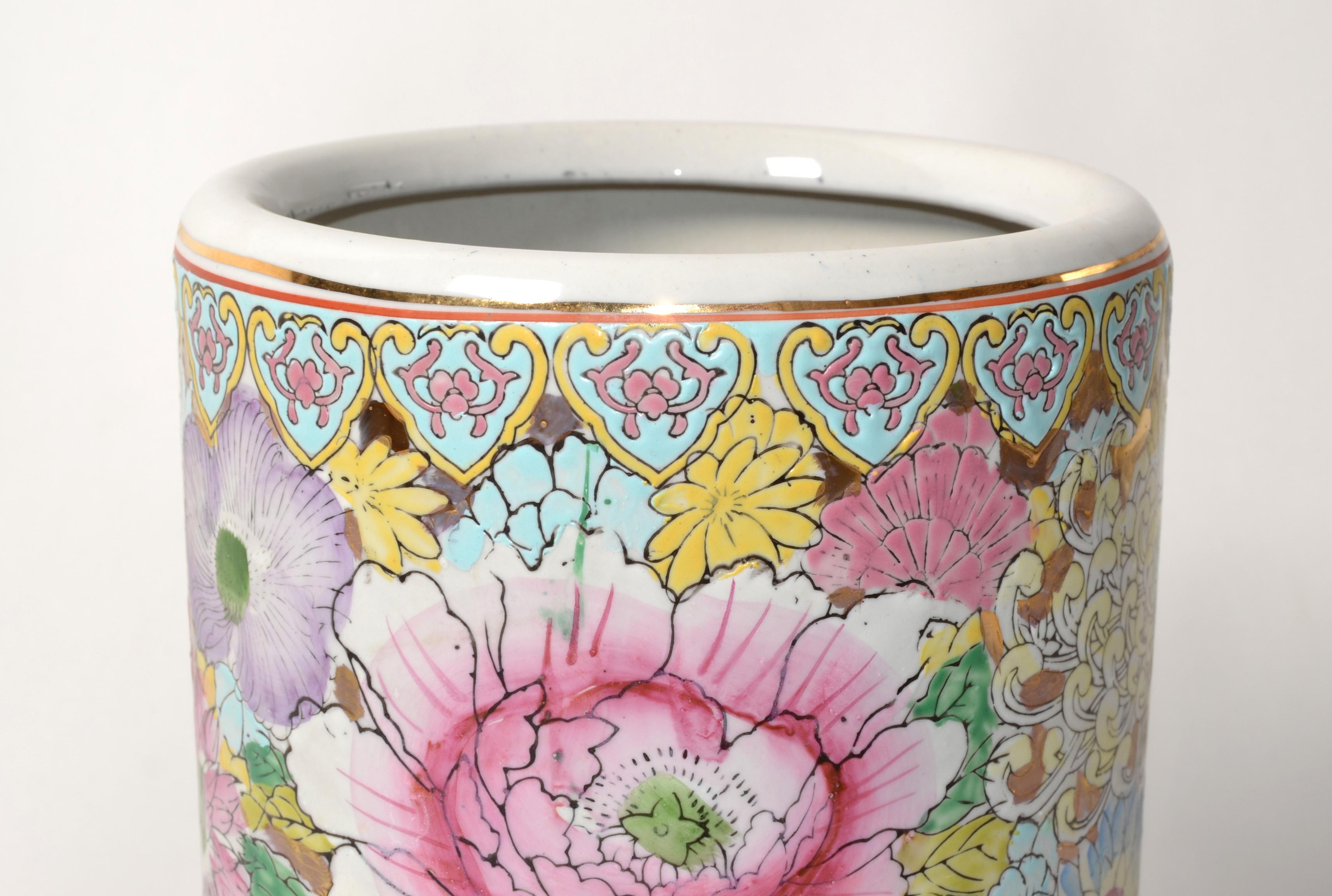 Chinoiserie Stil Orientalisch Handmade Keramik Keramik Umbrella Stand Vase Gefäß im Angebot 2