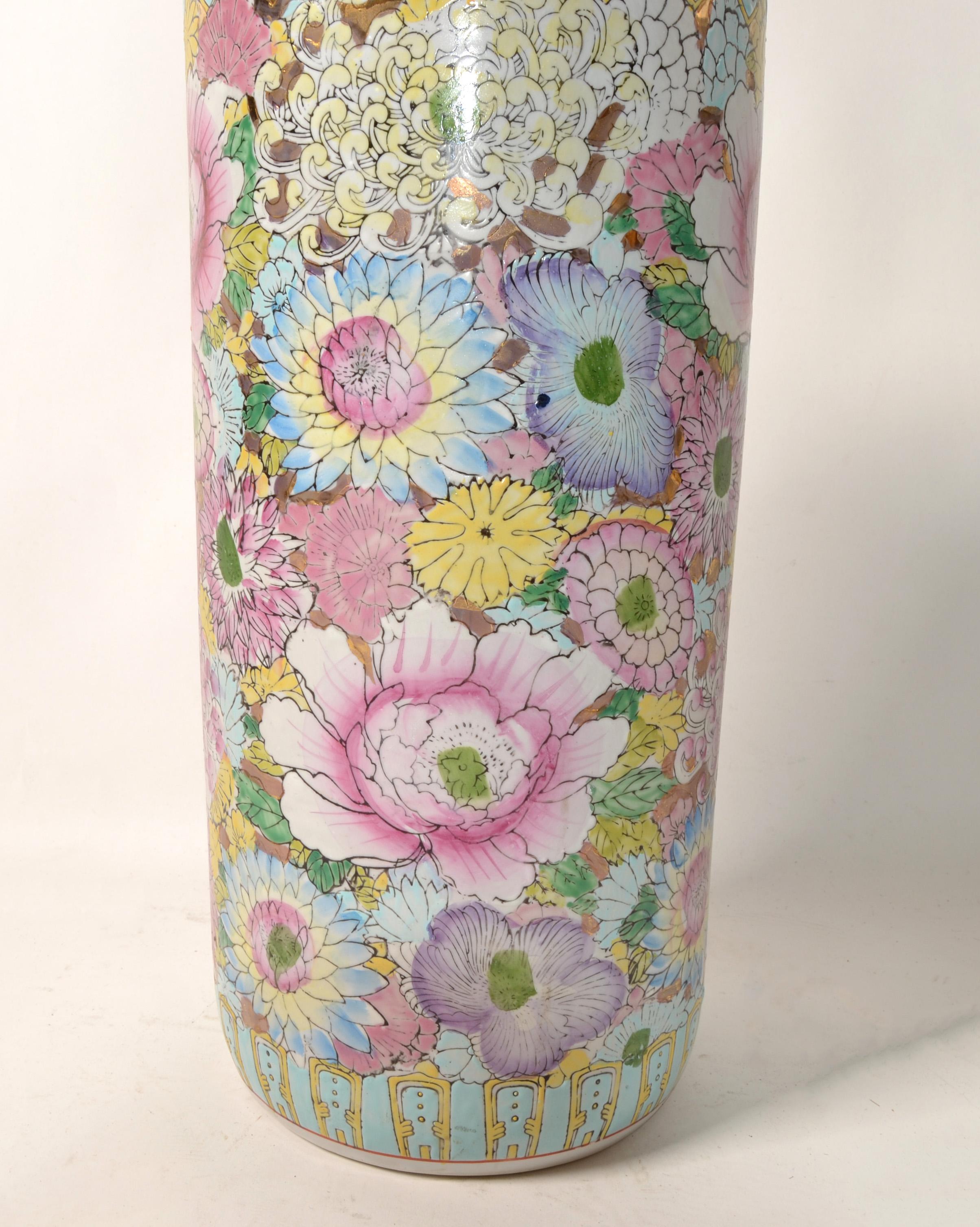 Chinoiserie Stil Orientalisch Handmade Keramik Keramik Umbrella Stand Vase Gefäß im Angebot 3