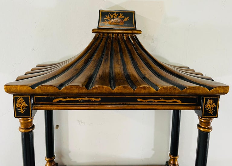 Chinoiserie Style Pagoda Form Faux Bamboo Wall Rack, 3 Shelves For Sale
