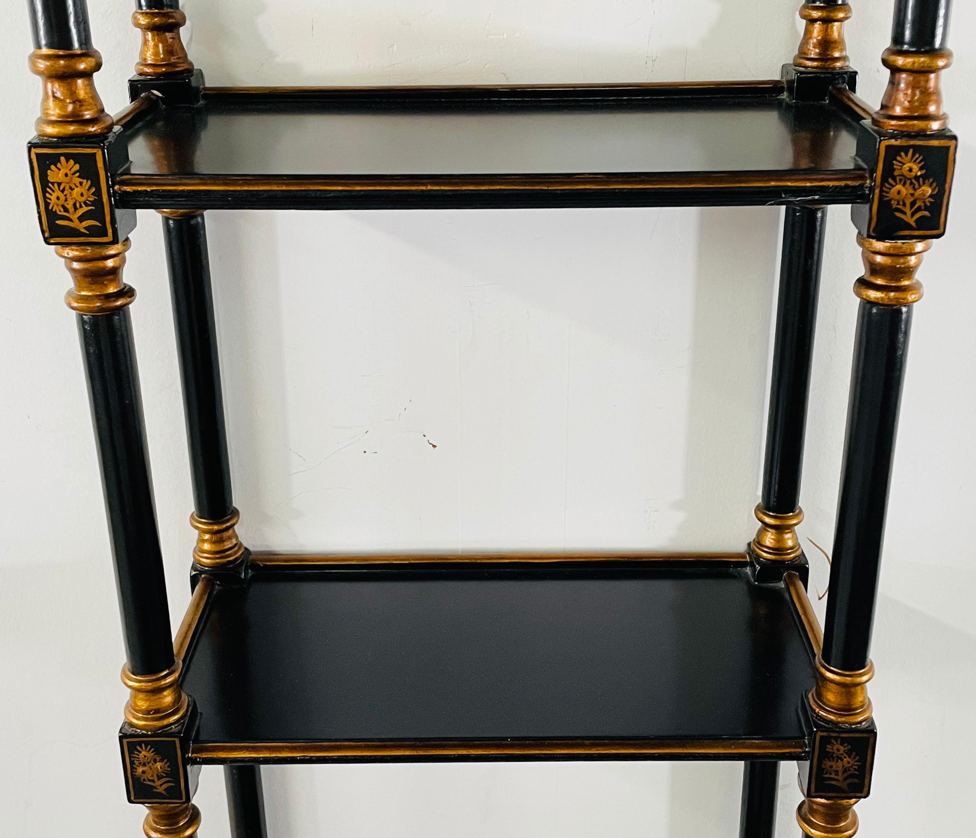 20th Century Chinoiserie Style Pagoda Form Faux Bamboo Wall Rack, 3 Shelves