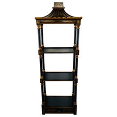 Chinoiserie Style Pagoda Form Faux Bamboo Wall Rack, 3 Shelves