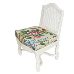 Chinoiserie Style Painted Cane Slipper Chair With Floral Cushion