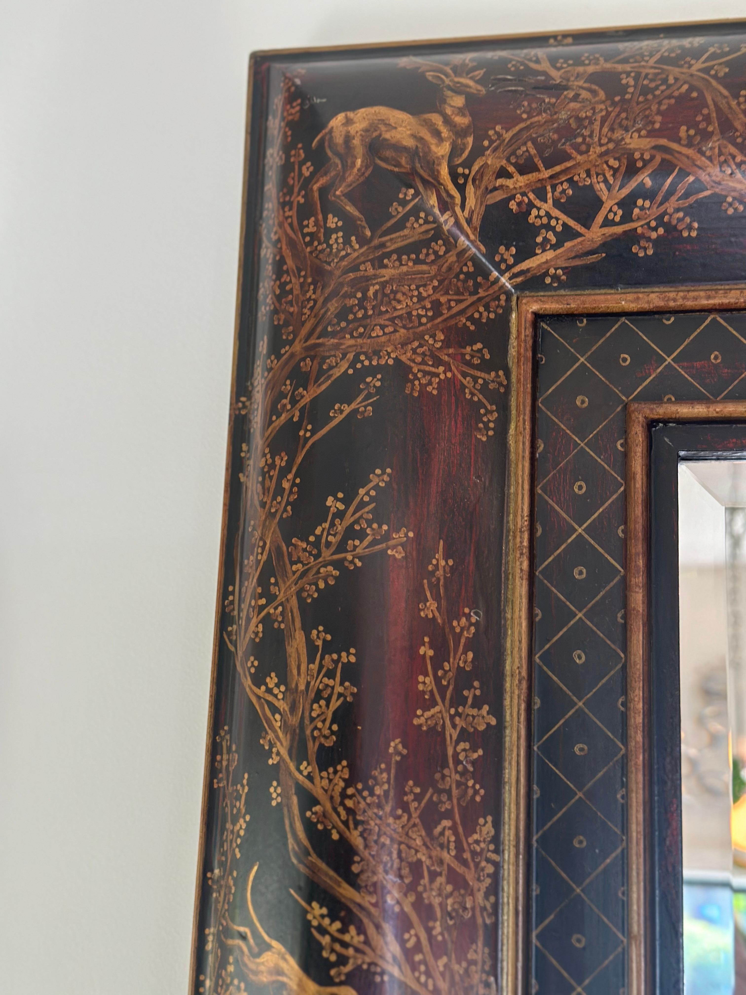20th Century Chinoiserie Style Painted Frame Mirror For Sale