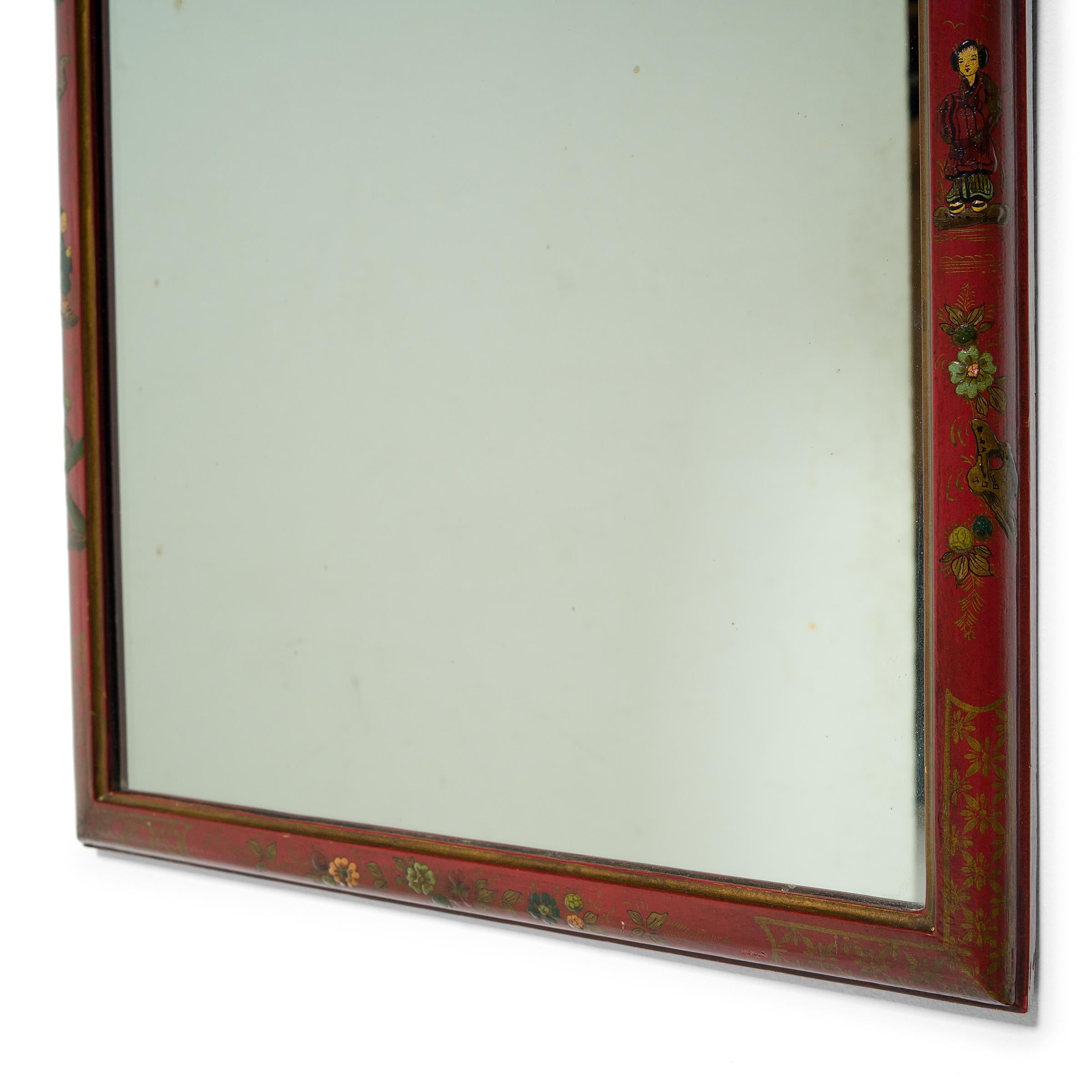 Chinese Chinoiserie Style Painted Wall Mirror