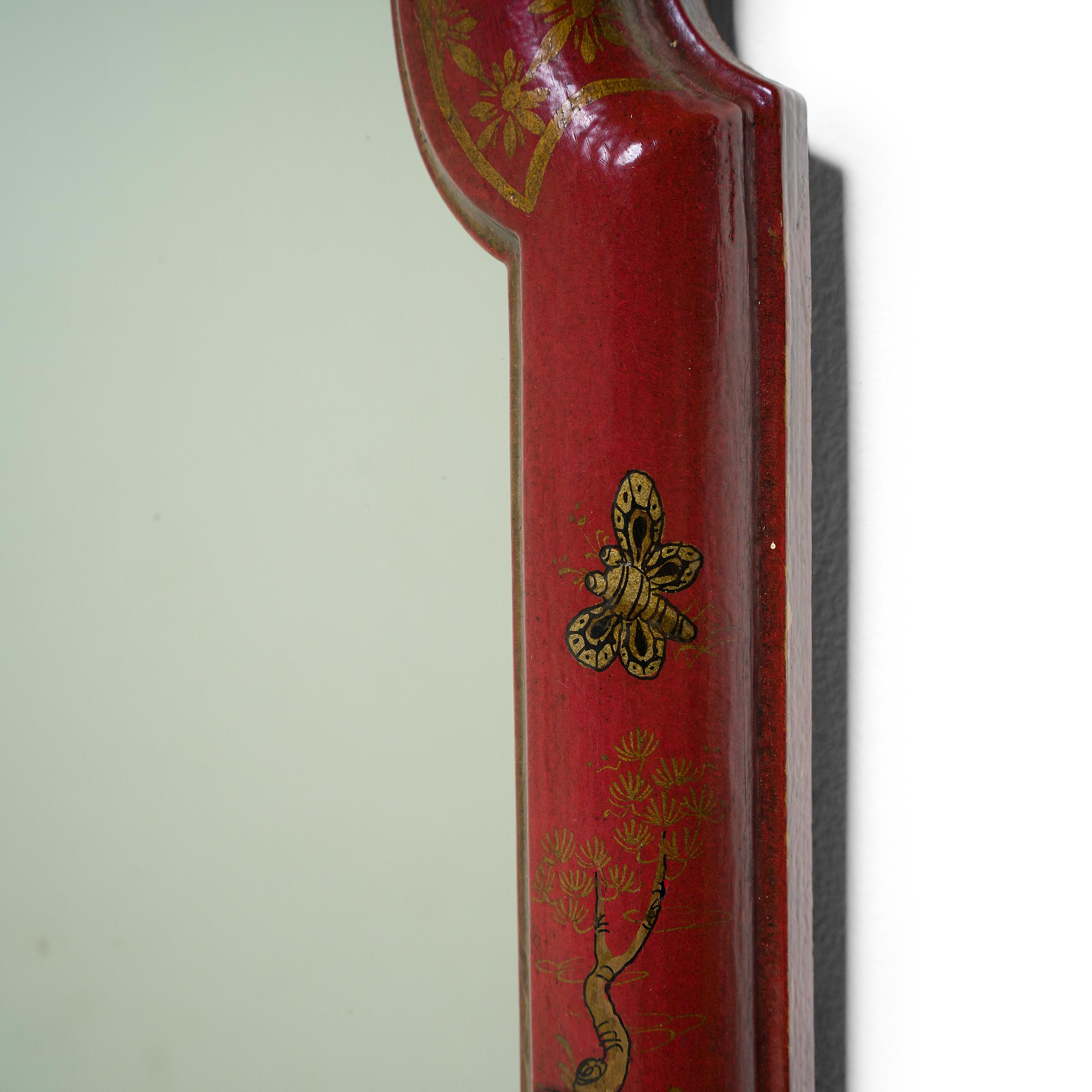 Chinoiserie Style Painted Wall Mirror In Good Condition In Chicago, IL