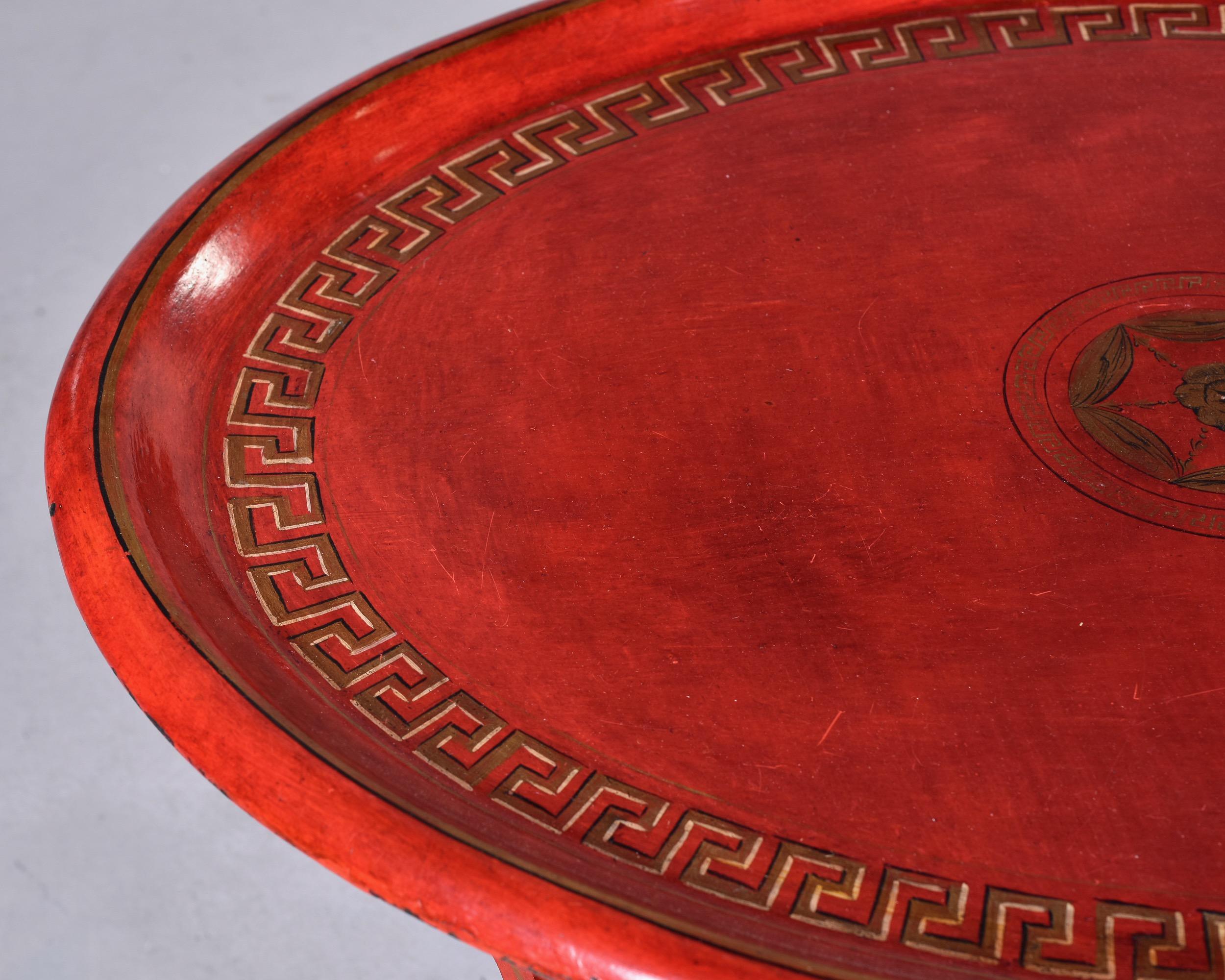 Chinoiserie Style Red Side Table For Sale 4