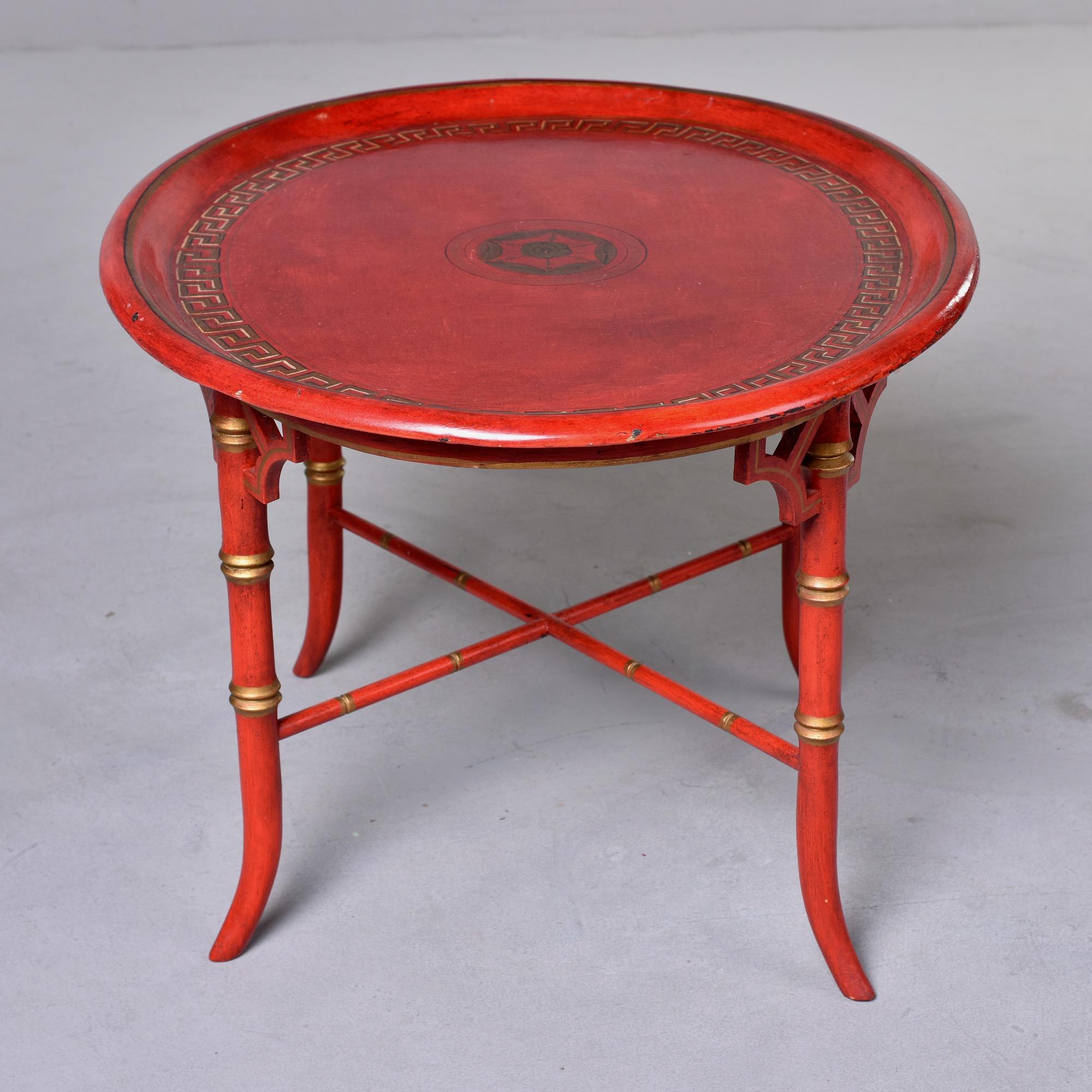 English Chinoiserie Style Red Side Table For Sale