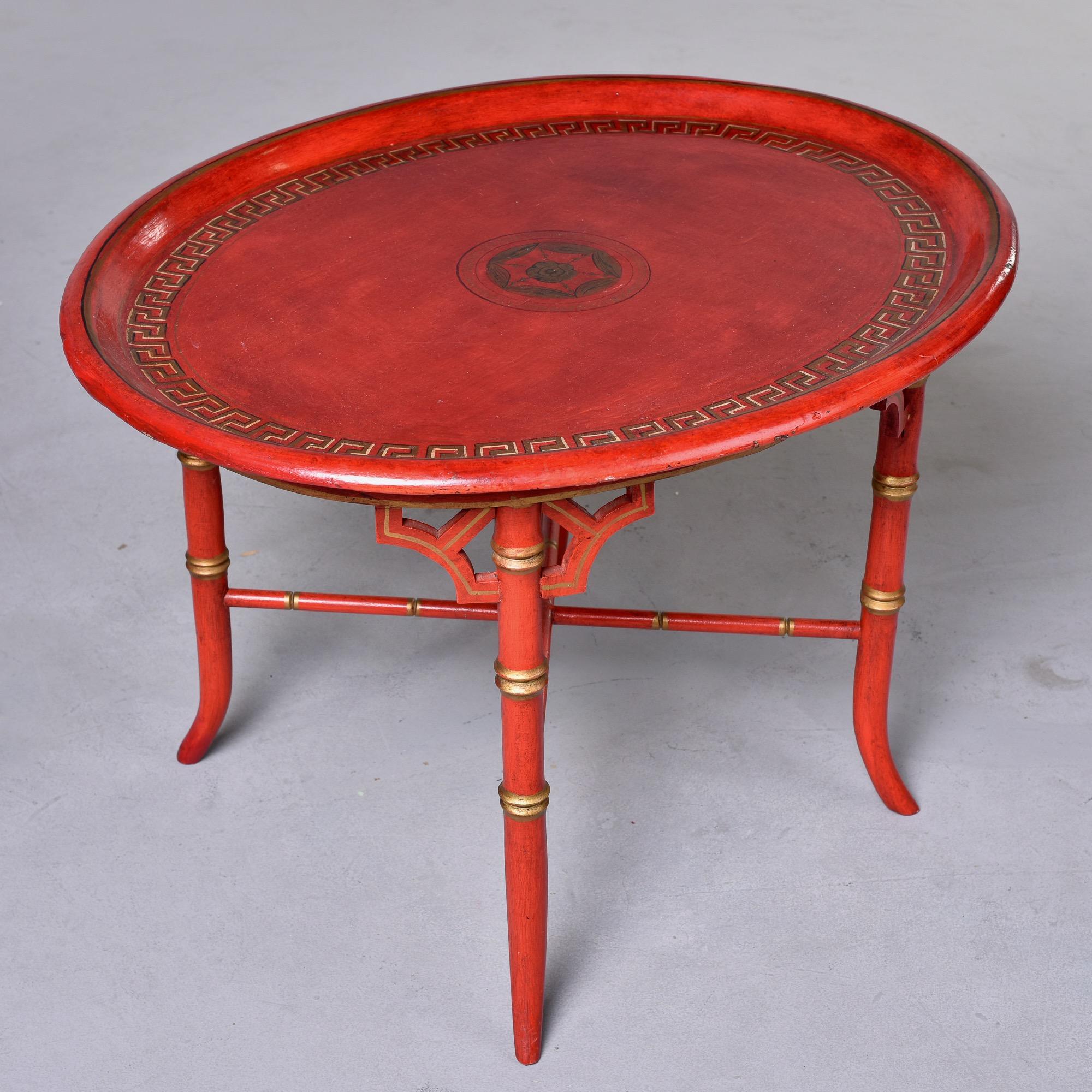 Chinoiserie Style Red Side Table In Good Condition For Sale In Troy, MI