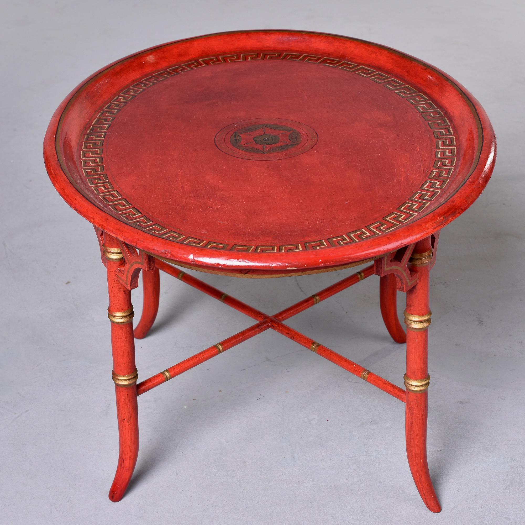20th Century Chinoiserie Style Red Side Table For Sale