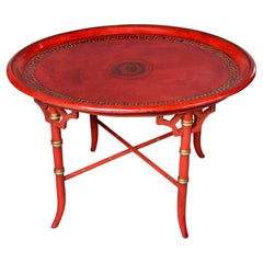 Chinoiserie Style Red Side Table