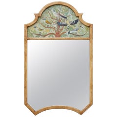 Chinoiserie Style Reverse Painted Trumeau Mirror