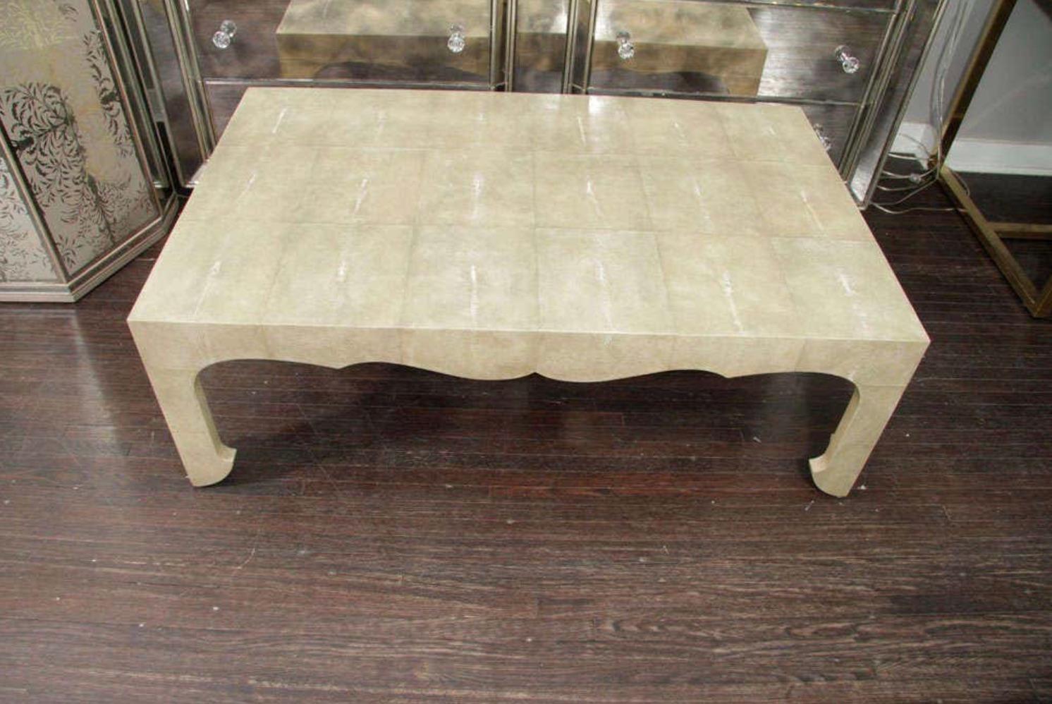 Contemporary Chinoiserie Style Shagreen Coffee Table For Sale