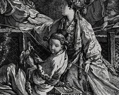 Chinoiserie Style Silk Embroidery After Boucher's Chinese Hunting Scene