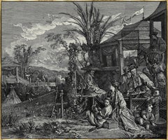 Chinoiserie Style Silk Embroidery After Boucher's Chinese Hunting Scene