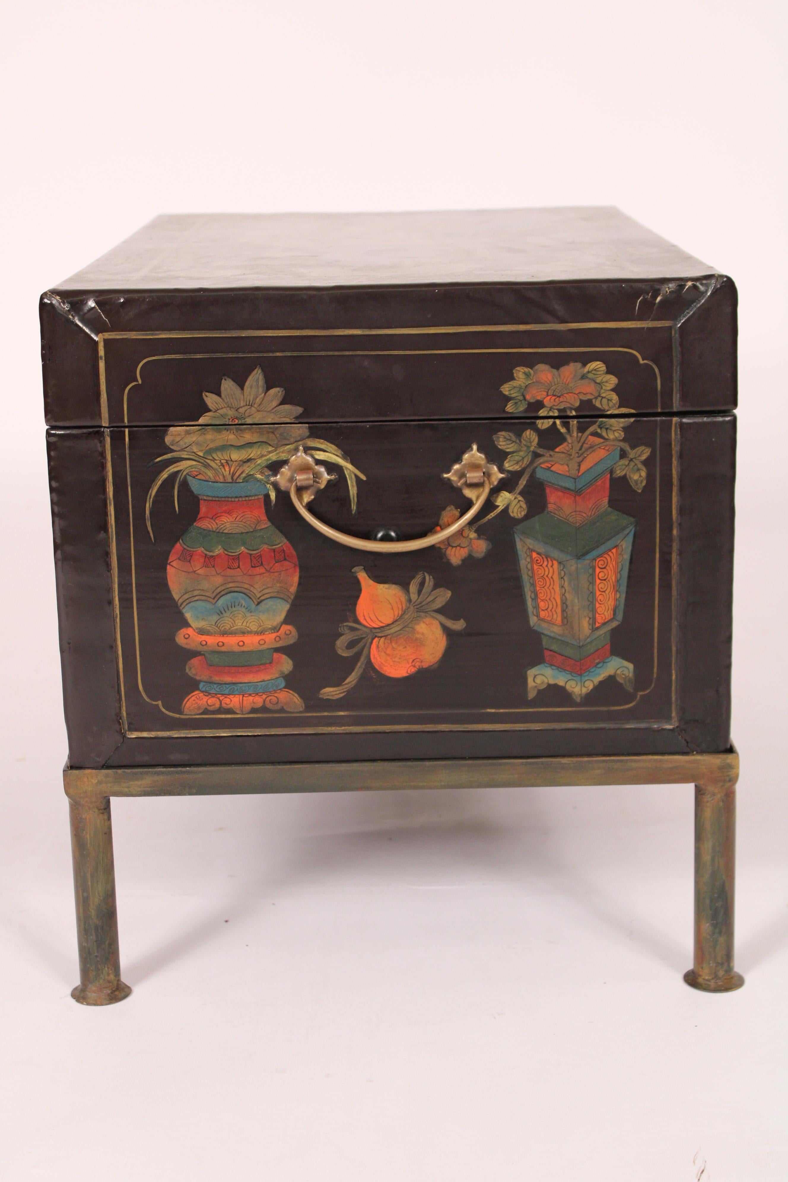 Mid-20th Century Chinoiserie Style Trunk on Stand