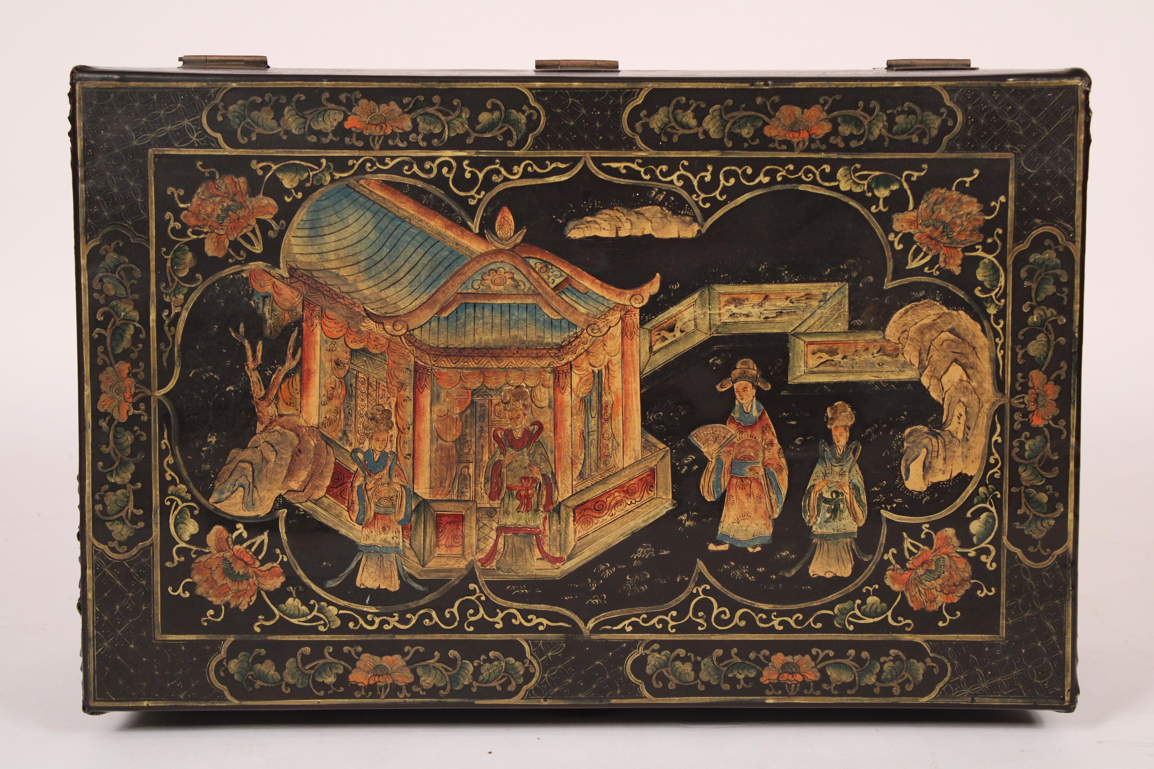Chinoiserie Style Trunk on Stand 1
