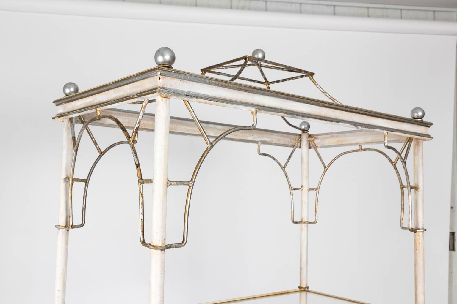 Chinoiserie Style White Painted Metal Étagère, circa Mid-20th Century 2