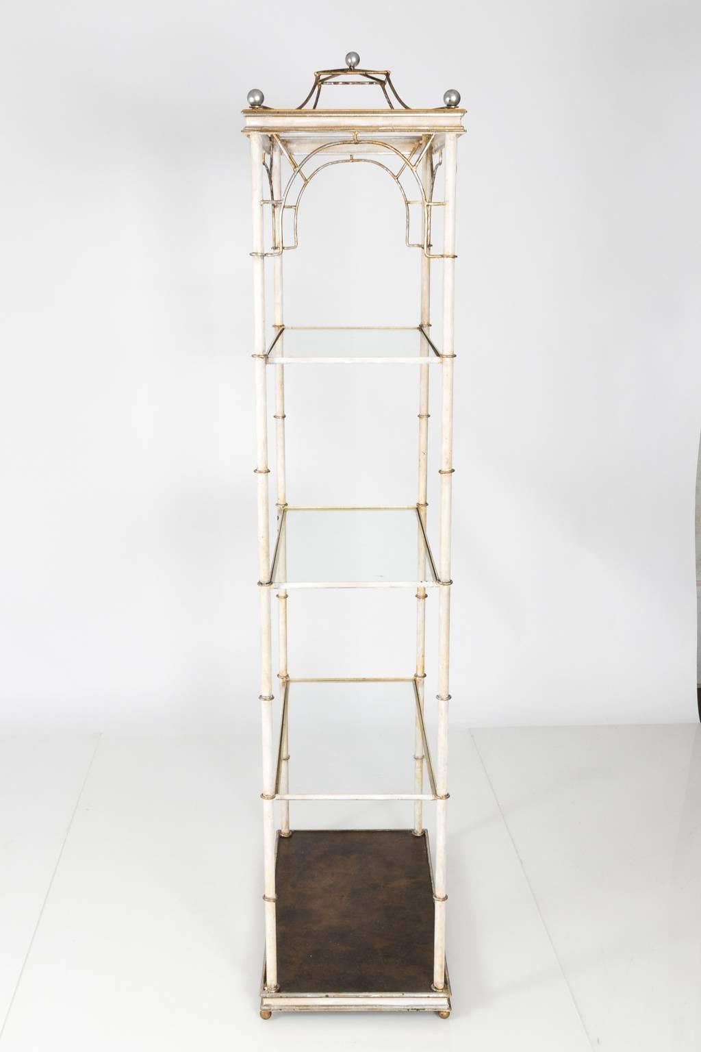 Chinoiserie Style White Painted Metal Étagère, circa Mid-20th Century 3
