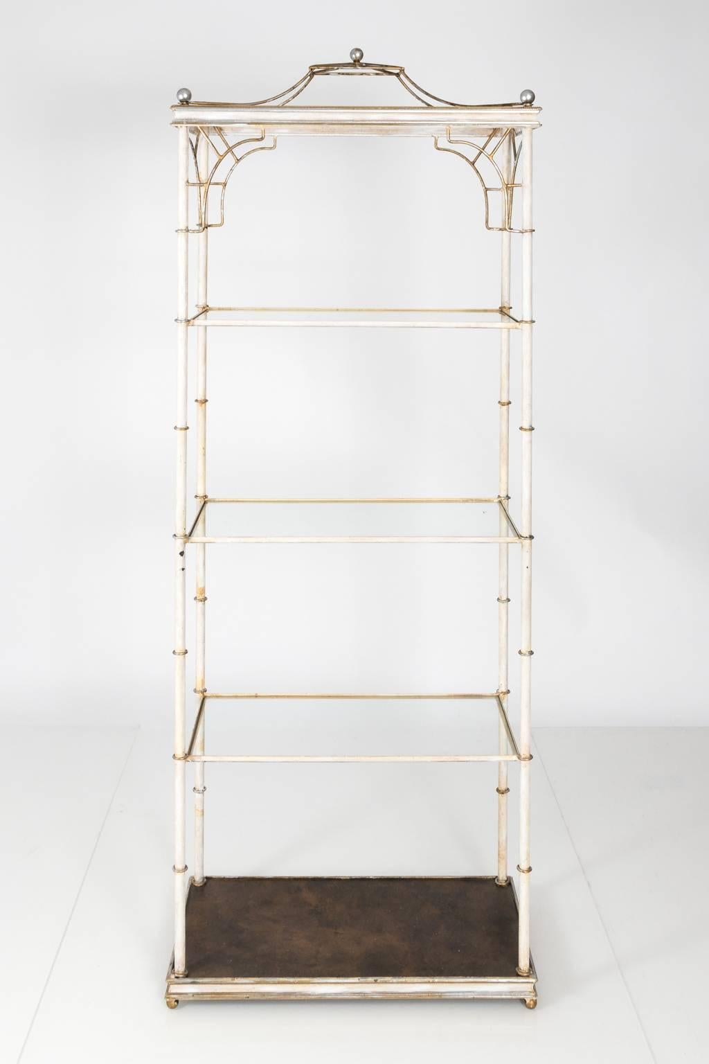 Chinoiserie Style White Painted Metal Étagère, circa Mid-20th Century 4