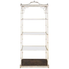 Chinoiserie Style White Painted Metal Étagère, circa Mid-20th Century