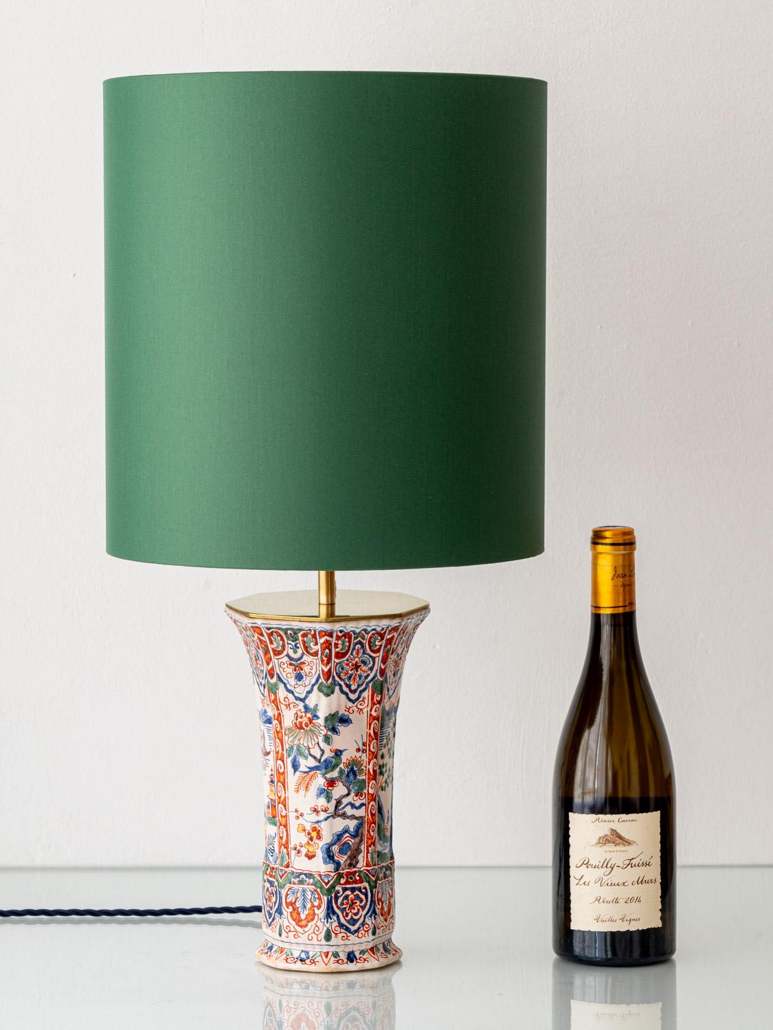 Chinoiserie-Tischlampe von Géo Martel, Desvres Fayence, Anfang 20. (Französisch) im Angebot