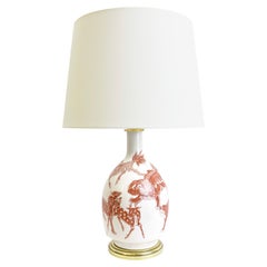 Chinoiserie Table Lamp by Porcelaine de Paris, 1970s Copper Red