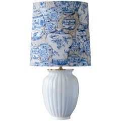 Lampada da tavolo in ceramica cineseria blu e bianca, Delftware olandese, vintage