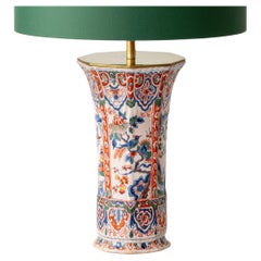 Chinoiserie Table Lamp, French Faience Delft-Style Ceramic, 1900s