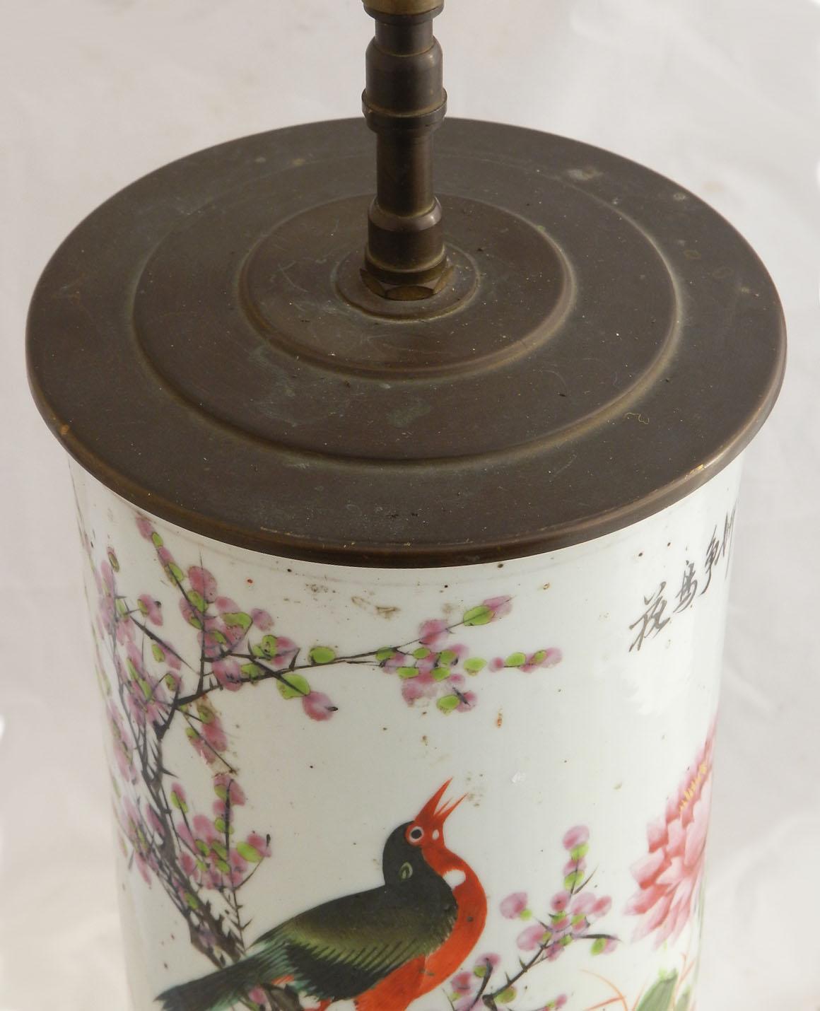 Chinoiserie Table Lamp Hand Painted Chinese Porcelain, circa 1920-1930 1