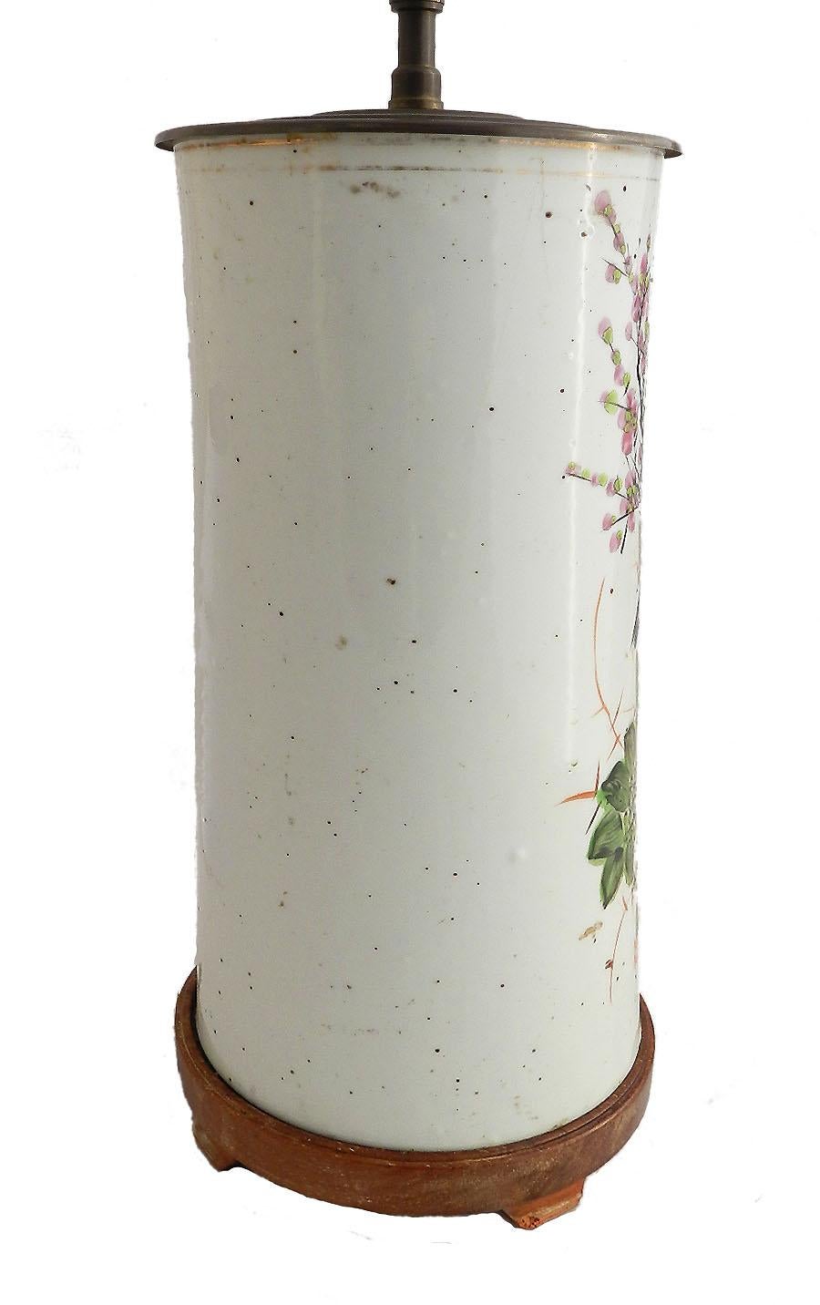 Chinoiserie Table Lamp Hand Painted Chinese Porcelain, circa 1920-1930 2