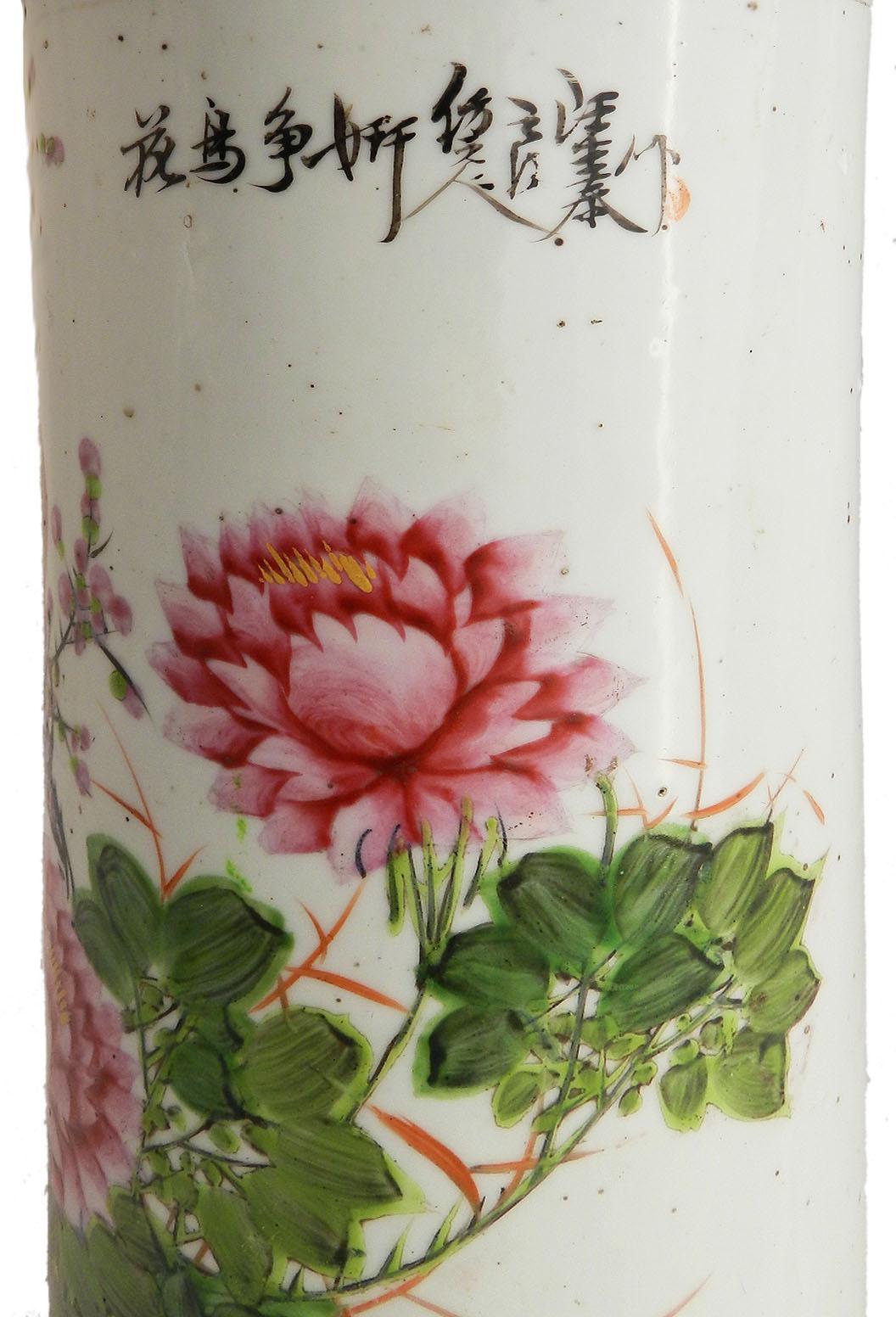 Chinoiserie Table Lamp Hand Painted Chinese Porcelain, circa 1920-1930 3