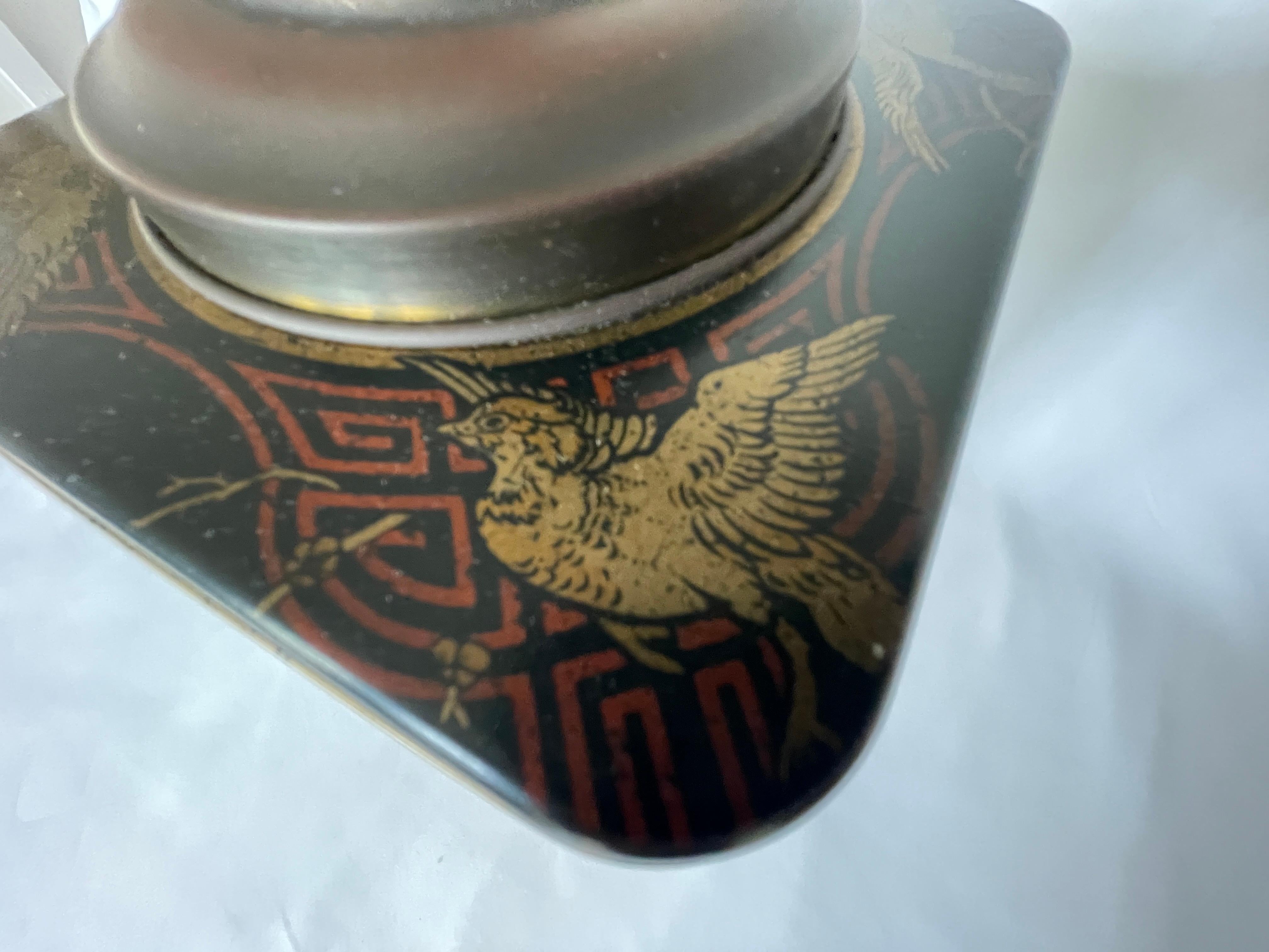 Chinese Export Vintage 1960's Chinoiserie Metal Tea Canister Lamp