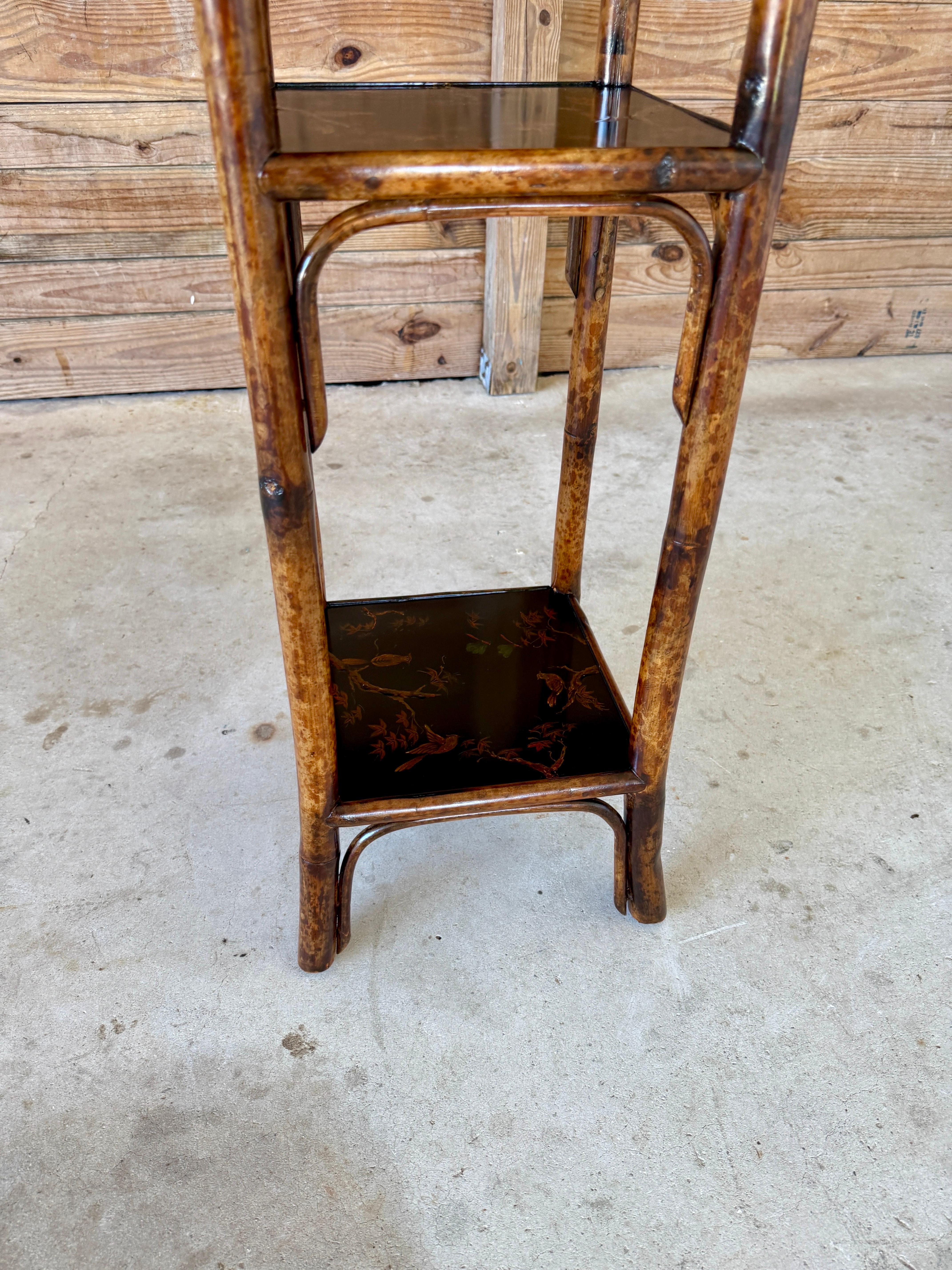 Chinoiserie Tiered Lacquered Stand in the Manner of Theodore Alexander For Sale 4