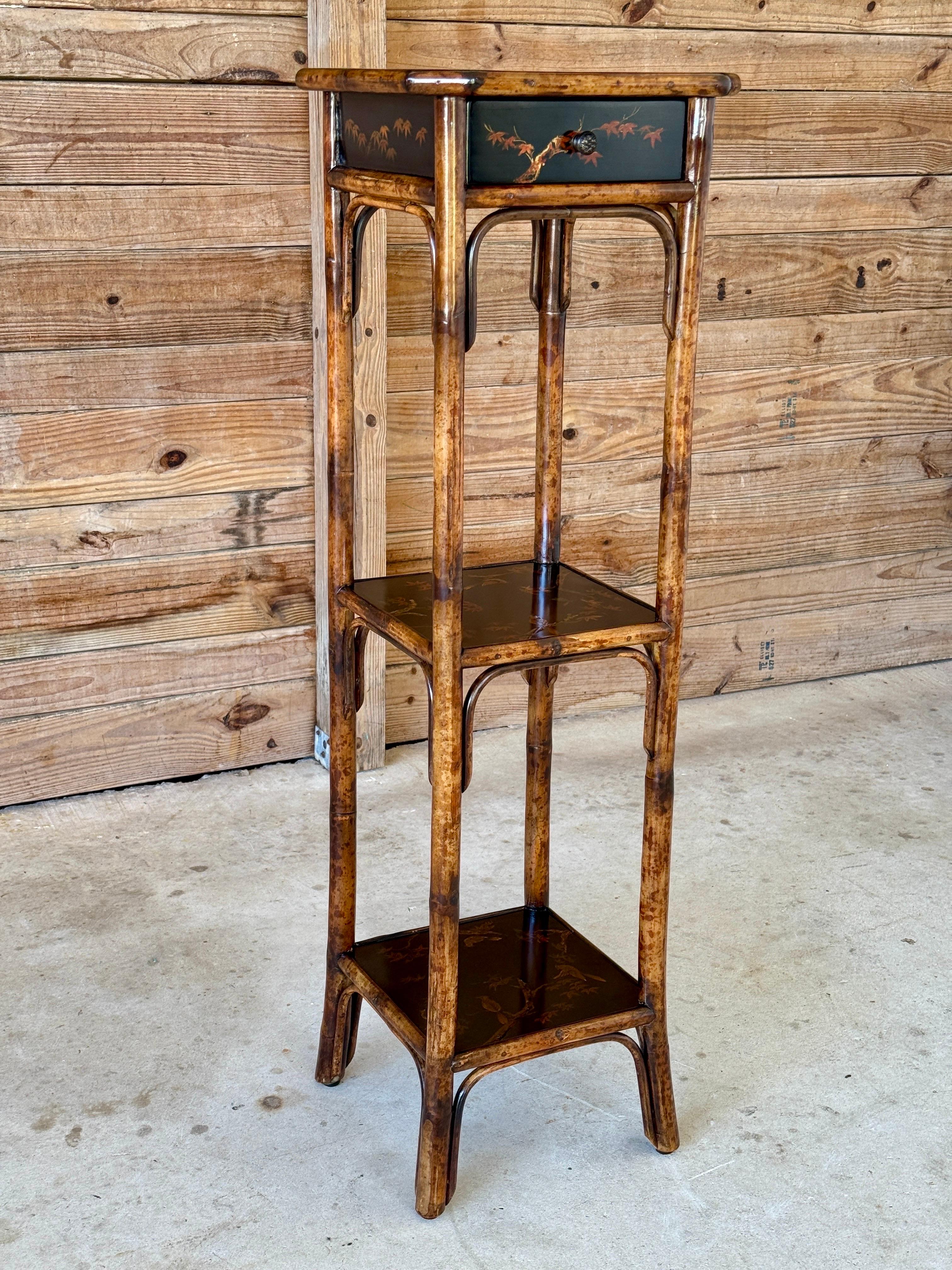 Chinoiserie Tiered Lacquered Stand in the Manner of Theodore Alexander For Sale 5