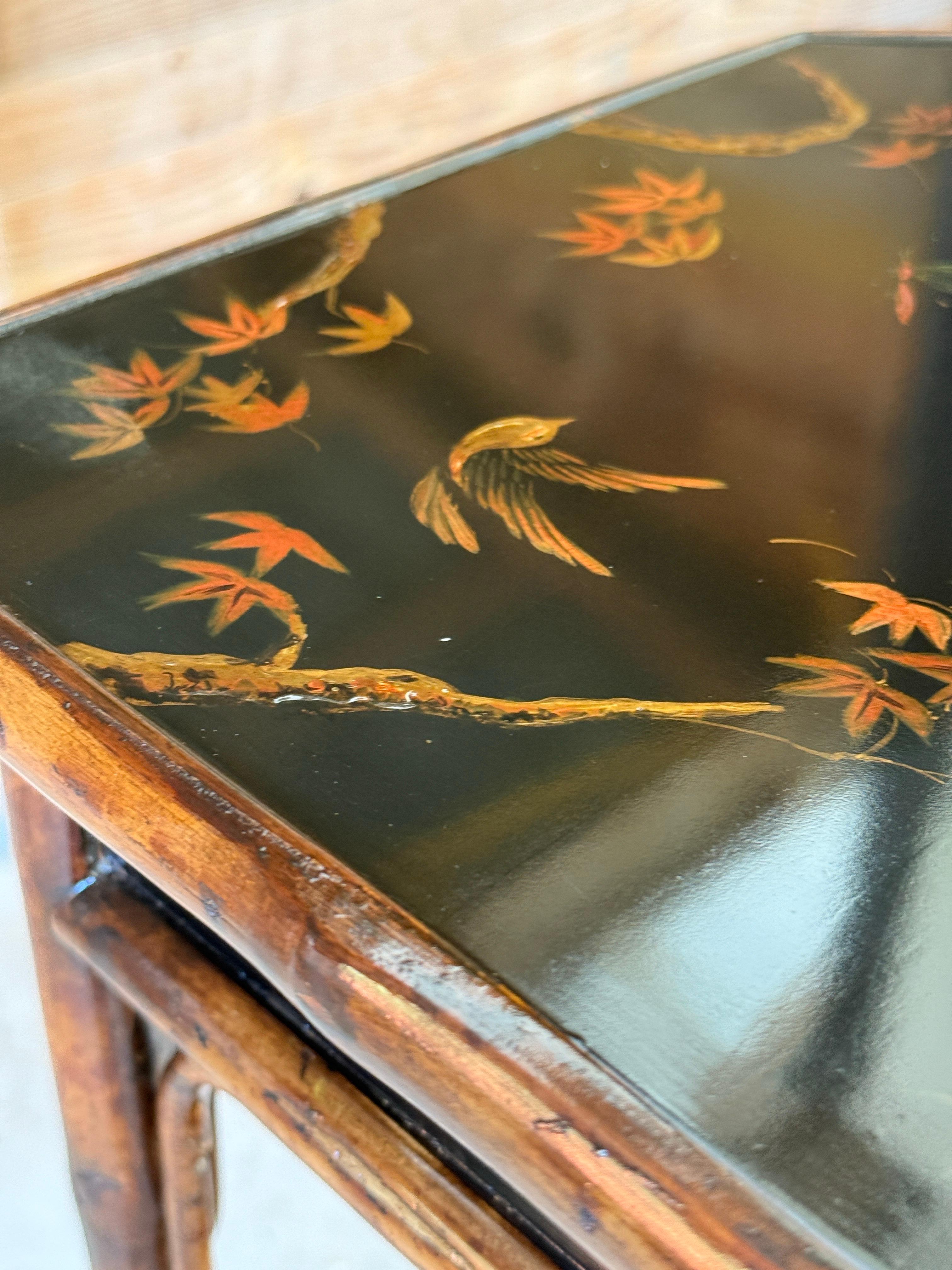 Chinoiserie Tiered Lacquered Stand in the Manner of Theodore Alexander For Sale 6