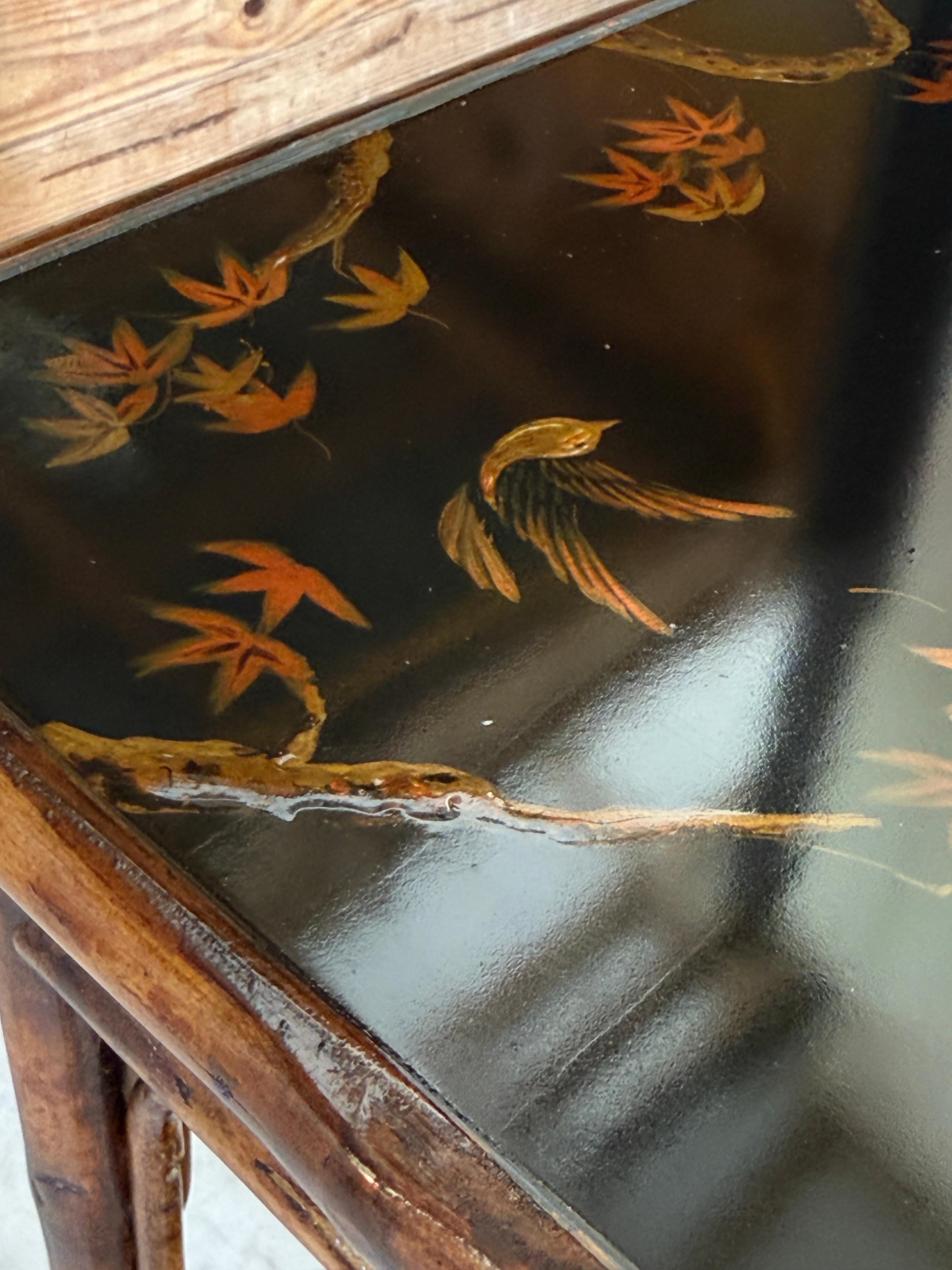 Chinoiserie Tiered Lacquered Stand in the Manner of Theodore Alexander For Sale 9