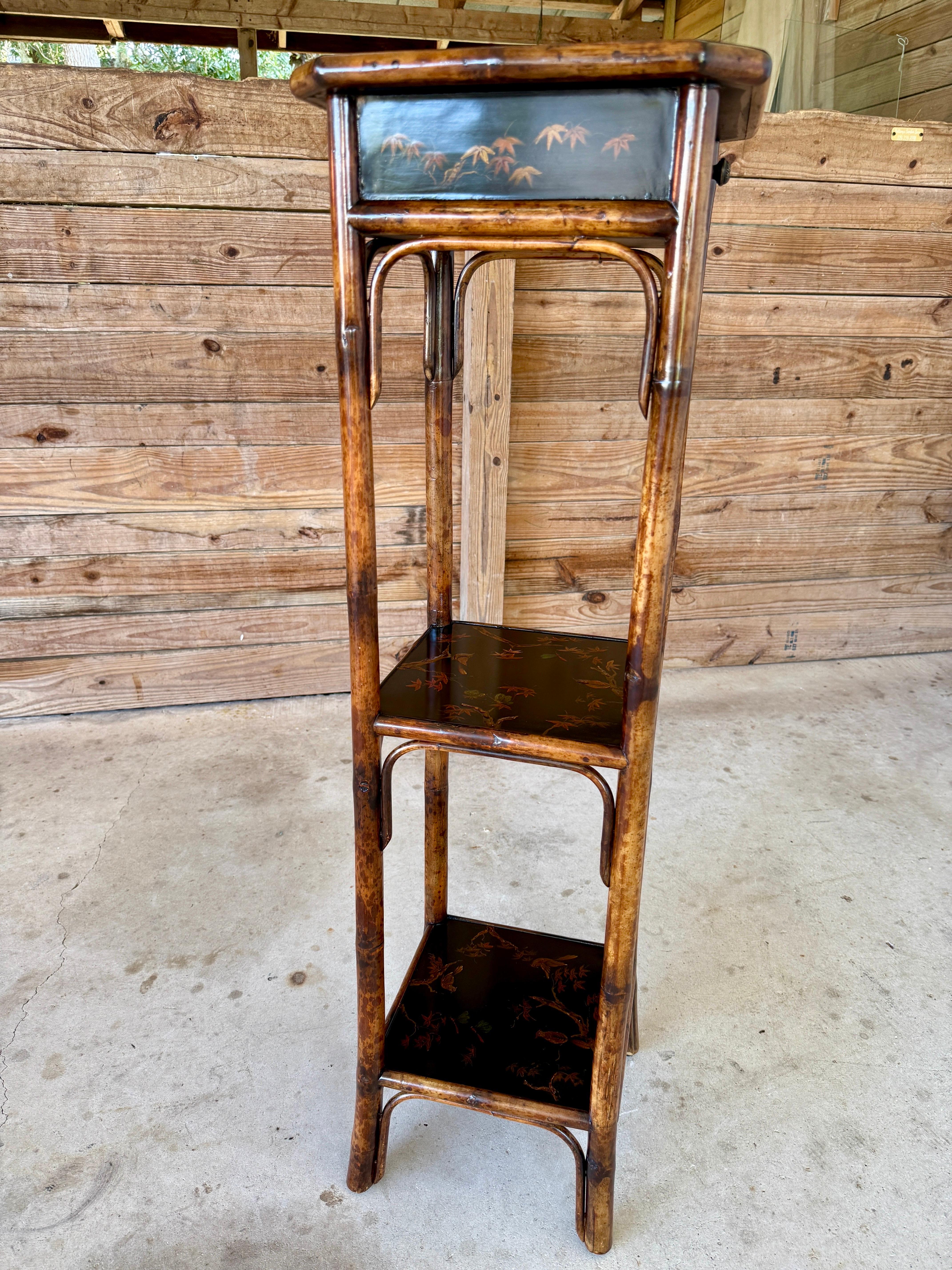 Regency Chinoiserie Tiered Lacquered Stand in the Manner of Theodore Alexander For Sale