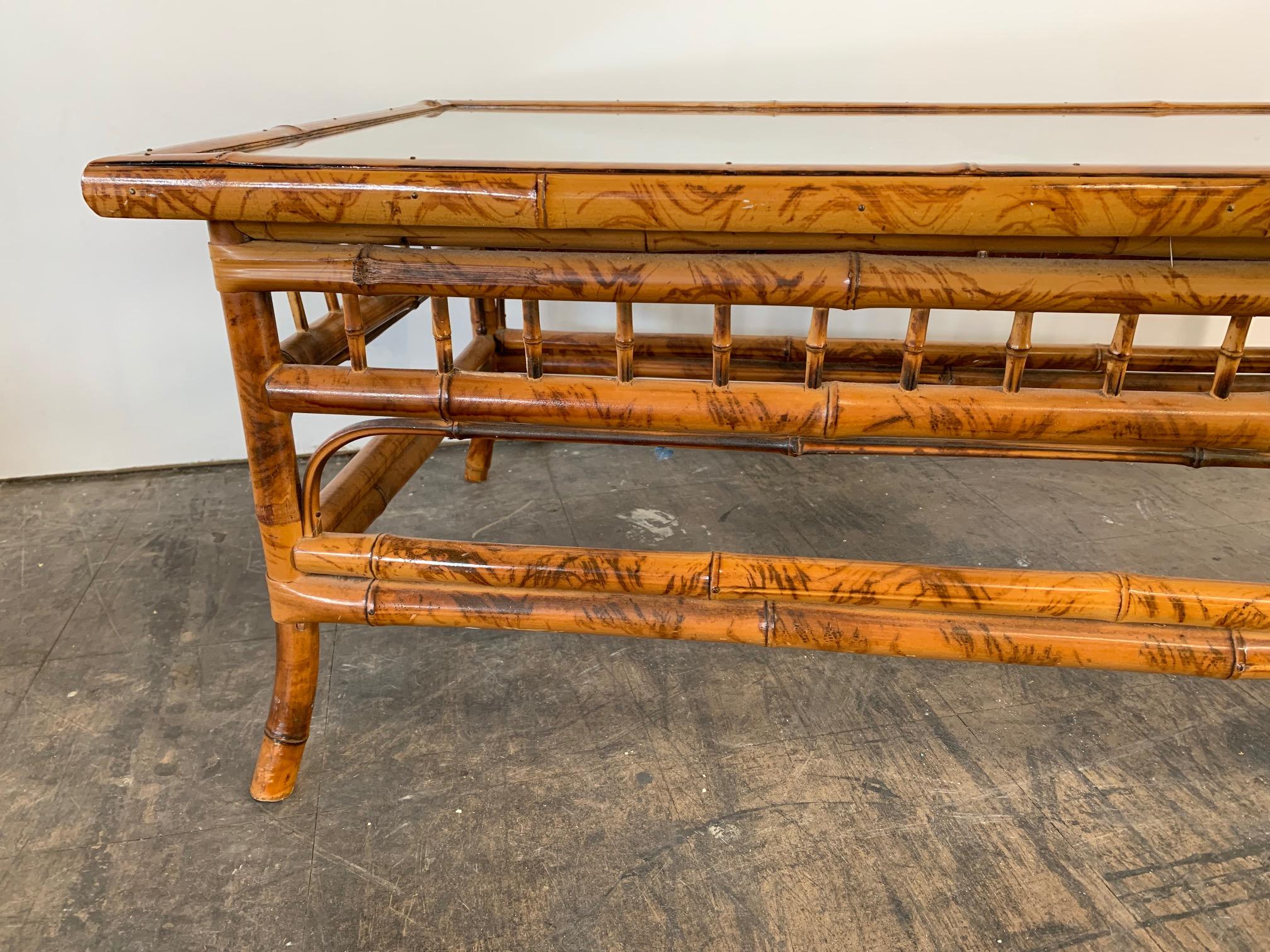 Late 20th Century Chinoiserie Tiger Bamboo Coffee Table