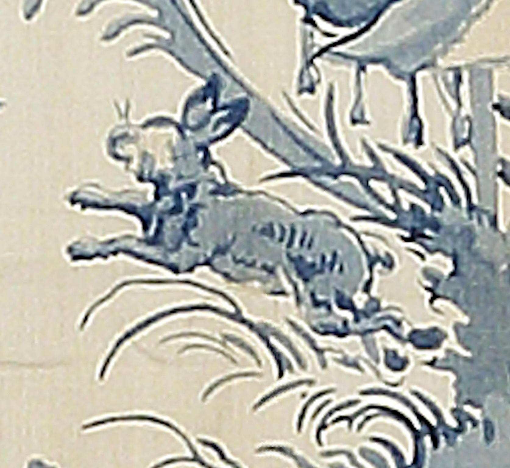 Chinoiserie Toile Hangings Curtains French Blue & White Rococo For Sale 5