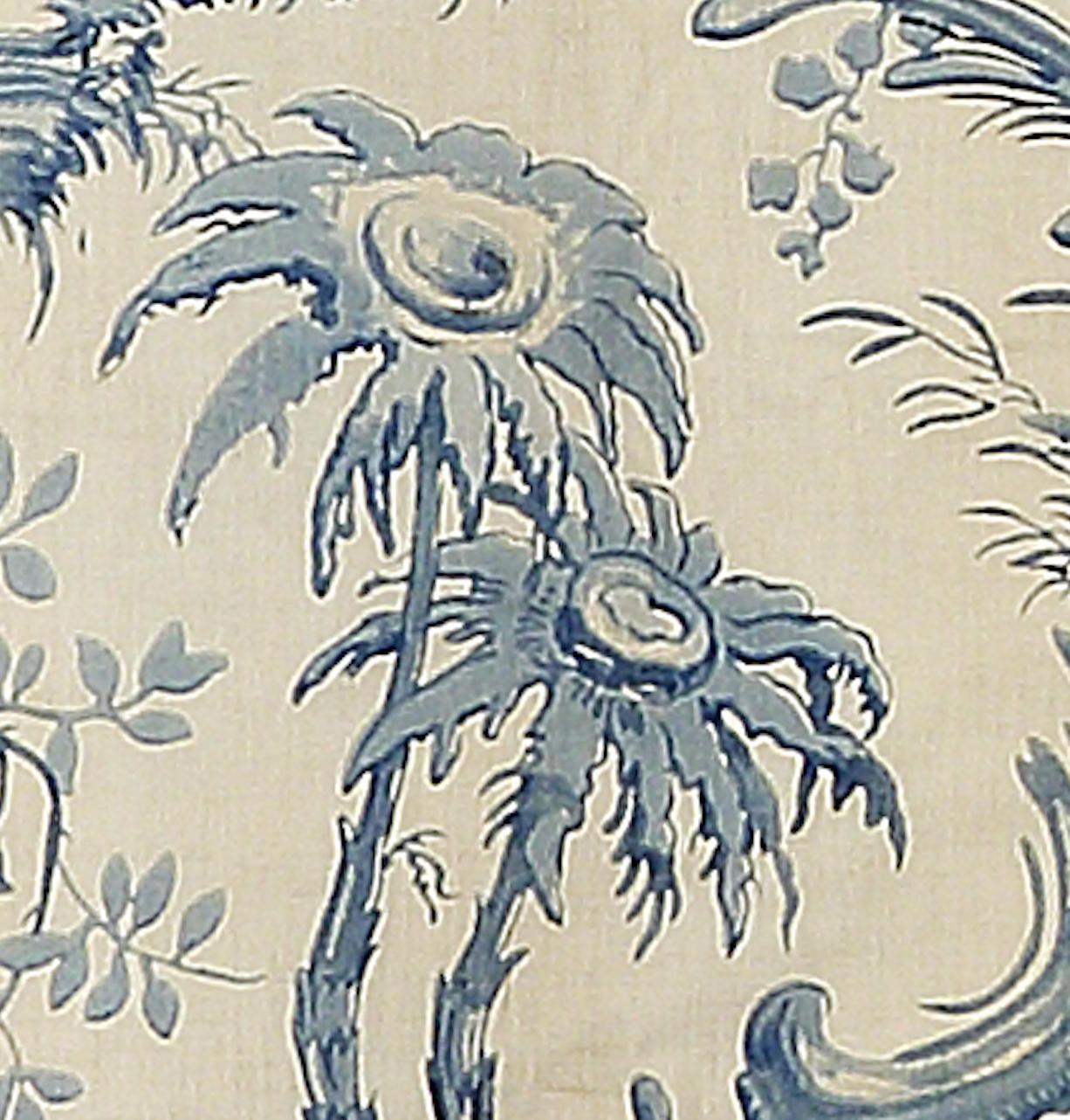 Chinoiserie Toile Hangings Curtains French Blue & White Rococo For Sale 6