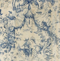Chinoiserie Toile Hangings Curtains French Blue & White Rococo