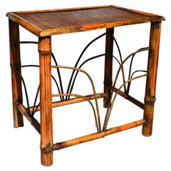 Chinoiserie Tortoise Shell Bamboo, Cane and Bentwood Side Drink Table