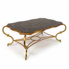 Chinoiserie Tray Form Chinoiserie Gilt Metal Coffee Table Att. Maitland-Smith