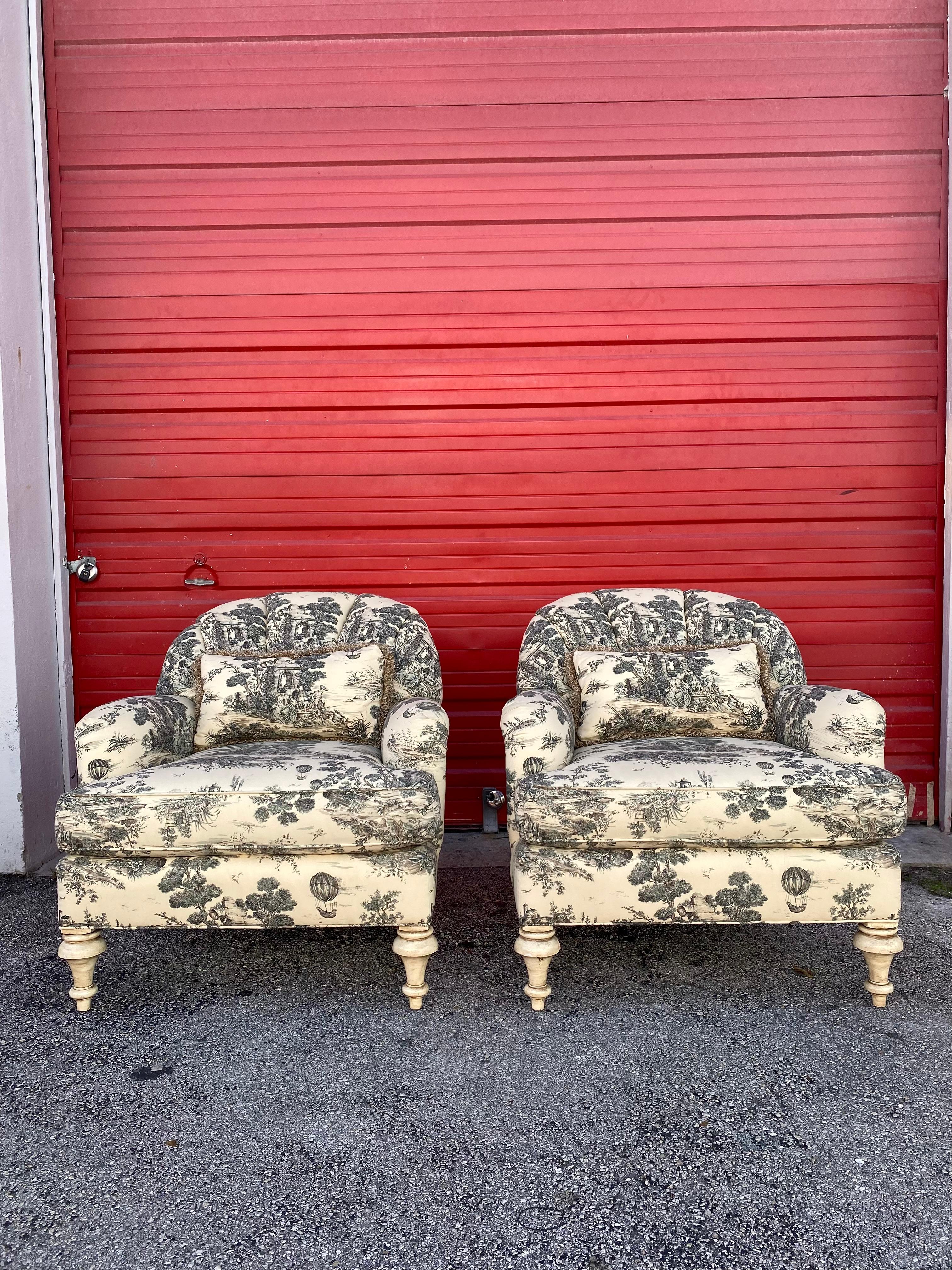 C.R. Laine Chinoiserie Tufted English Arm Chairs, Set of 2 For Sale 6