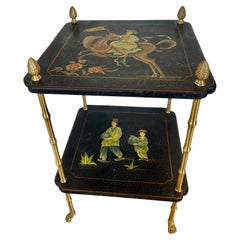 Tavolino a due piani Chinoiserie  Con piedini in ottone,  Stile Maison Bagues