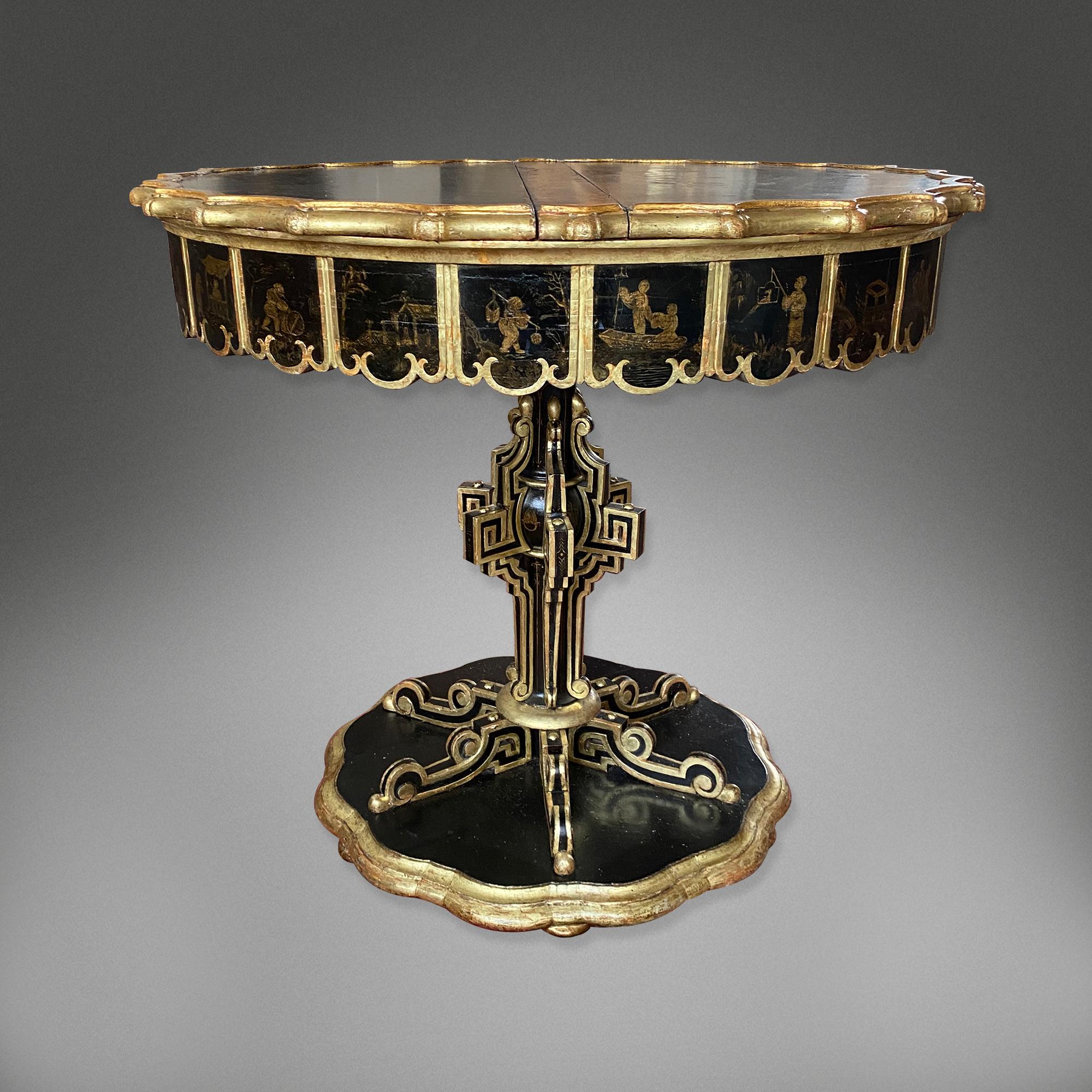 Lacquered Chinoiserie Venetian Gaming Table For Sale