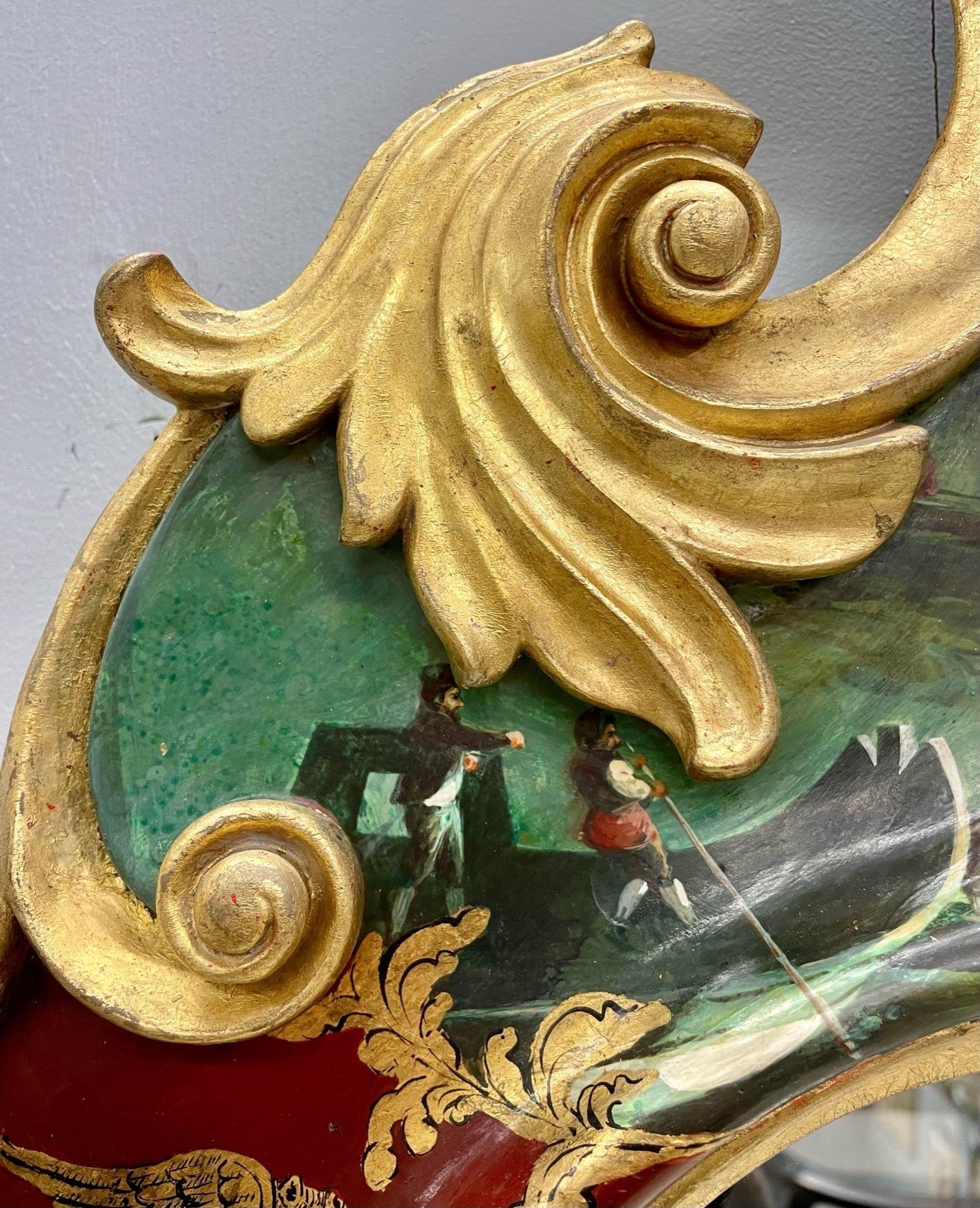 Chinoiserie Wall, Console or over the Mantle Mirror, Italian, Hand Painted 6