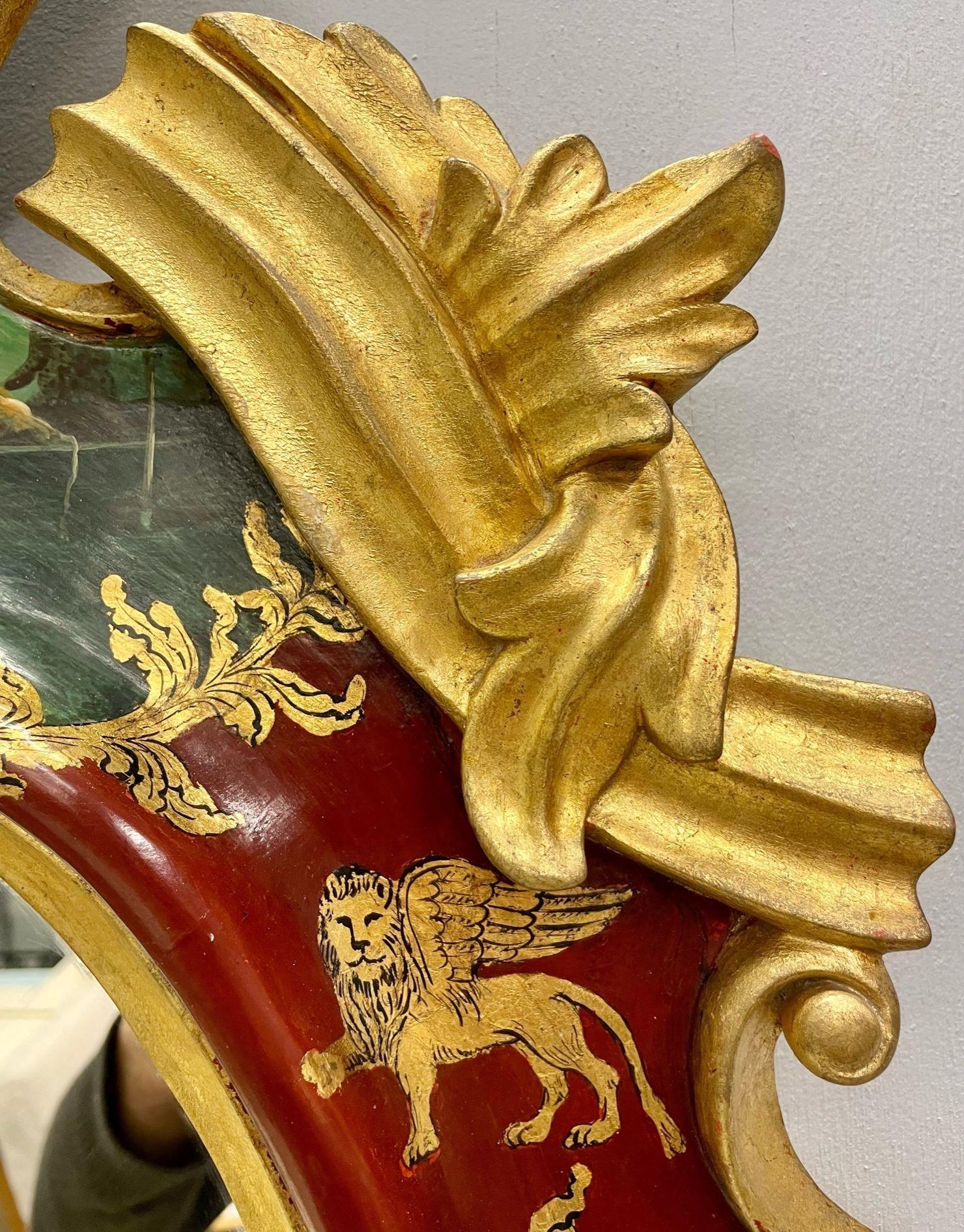 Chinoiserie Wall, Console or over the Mantle Mirror, Italian, Hand Painted 7