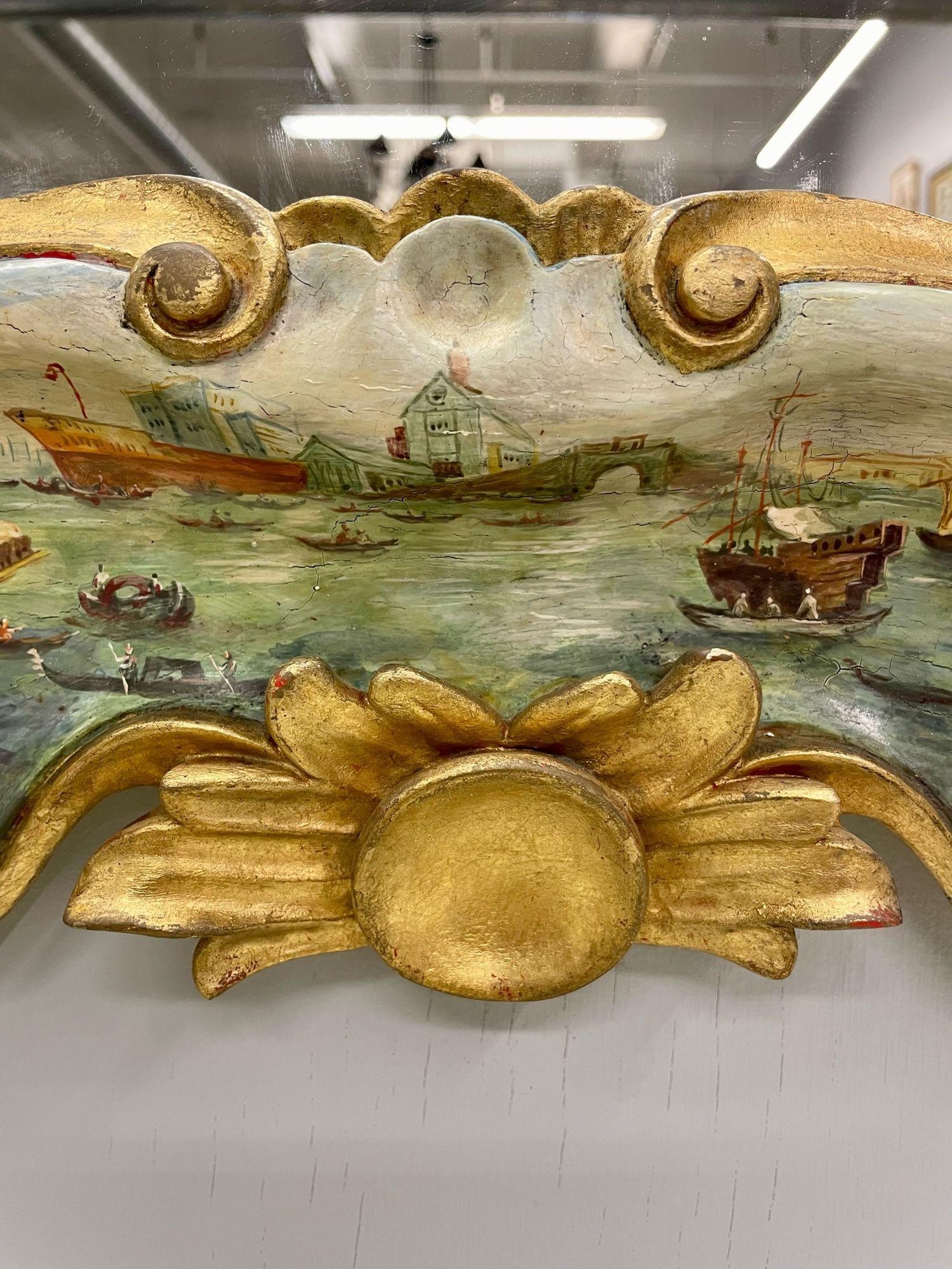 Chinoiserie Wall, Console or over the Mantle Mirror, Italian, Hand Painted 3