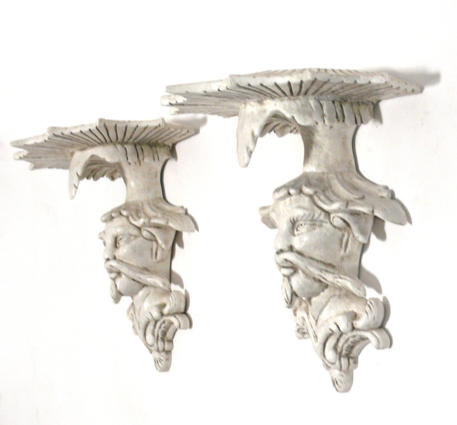 Pair of chinoiserie wall shelves or brackets, circa 1950s.
